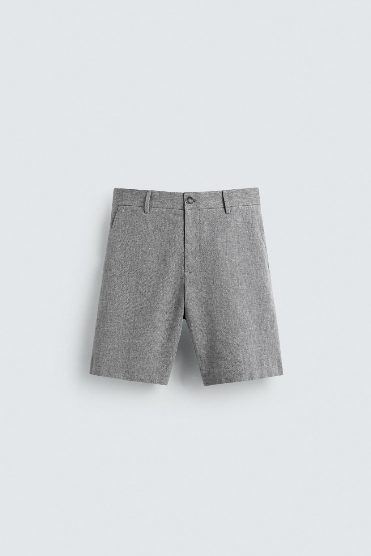 자라 린넨 코튼 라이트그레이 버뮤다 반바지 5773/443 GREY - 상품 이미지