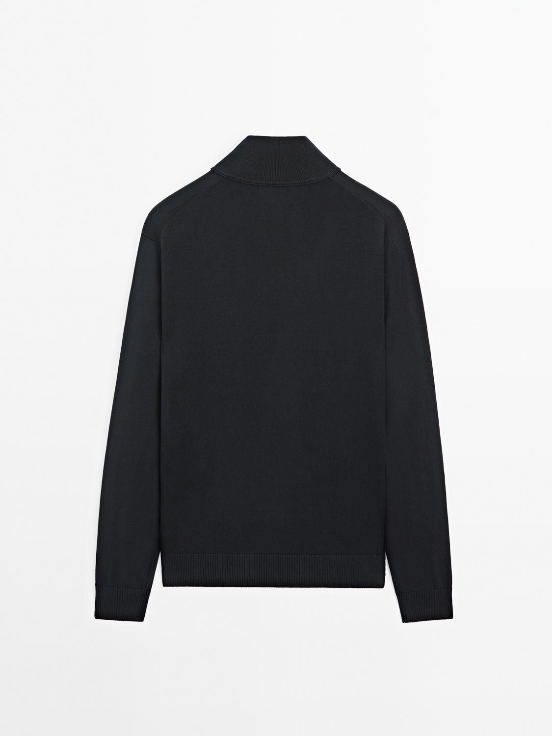 마시모두띠 미니멀 지퍼넥 니트 스웨터 0947/201 NAVY BLUE - 상세 이미지 2