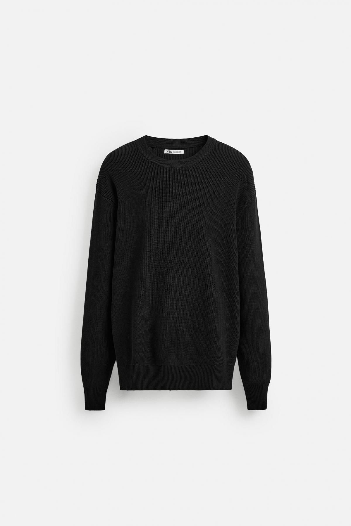 자라 라운드 펄니트 스웨터 3284/331 BLACK - 메인 이미지