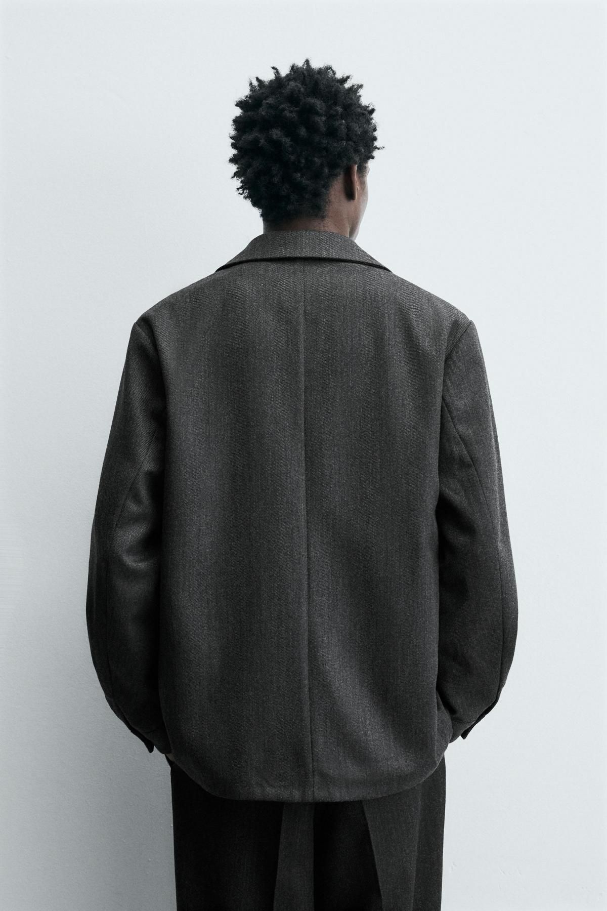 자라 프리미엄 울 테크니컬 포켓 오버셔츠 6745/638 ANTHRACITE GREY - 상세 이미지 4
