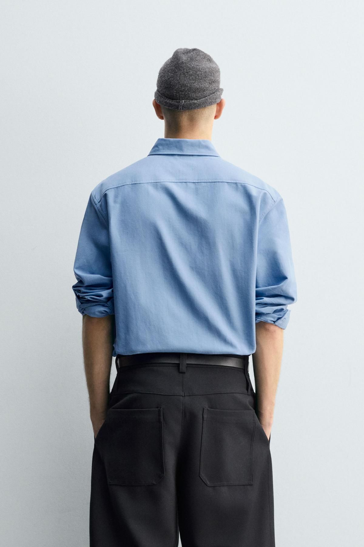 자라 텍스처 코튼 옥스포드 긴팔 셔츠 7446/346 BLUISH - 상세 이미지 4