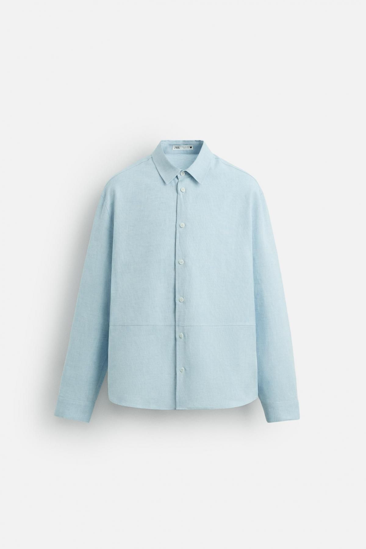 자라 린넨코튼 라이트블루 긴팔셔츠 7545/807 SKY BLUE - 메인 이미지