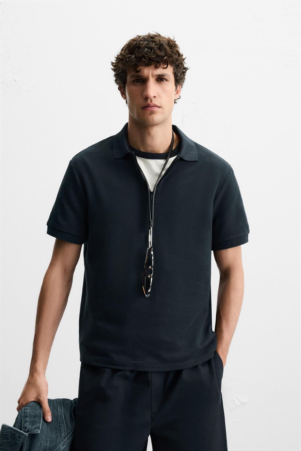 자라 지퍼넥 폴로 셔츠 4087/467 NAVY BLUE - 상세 이미지 3