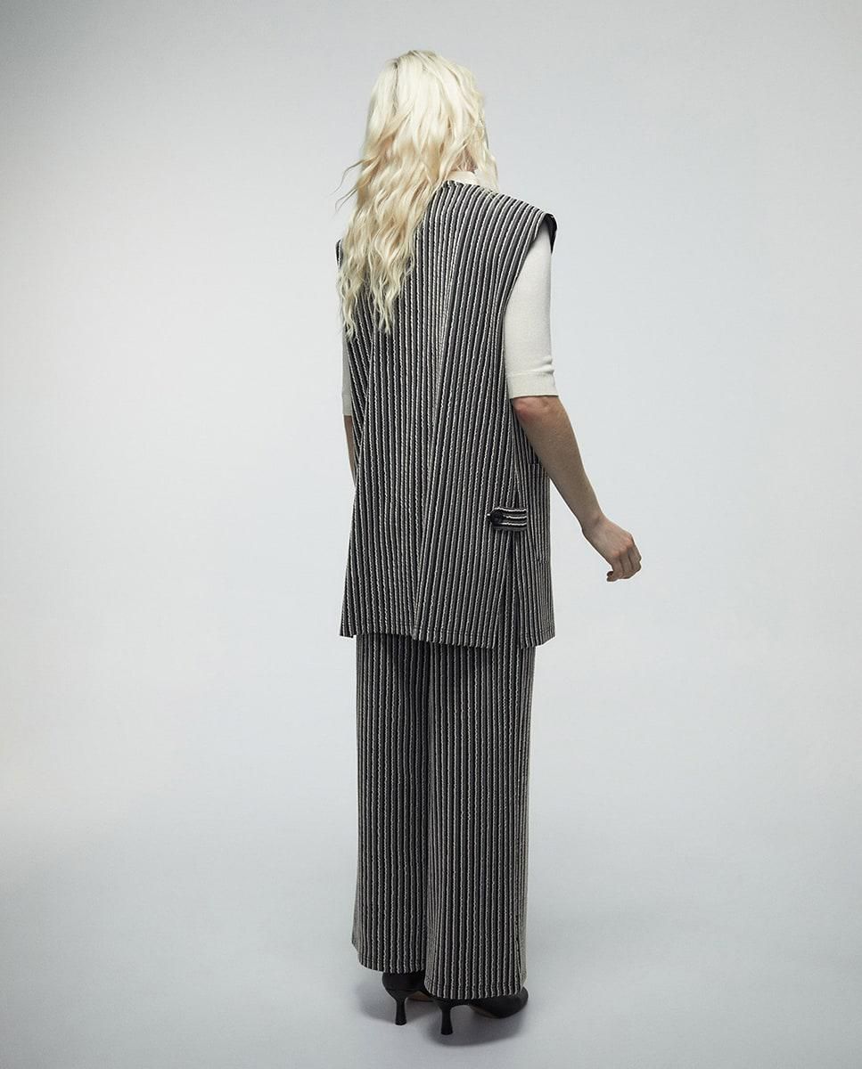 스페라 스트라이프 자카드 와이드 팬츠 56262006192 NEGRO - 상세 이미지 3