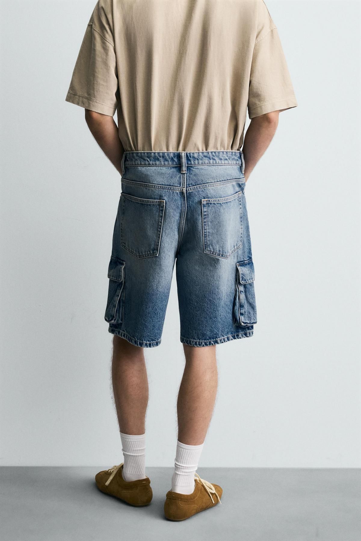 자라 테크니컬 데님 카고 버뮤다 반바지 4806/318 MID-BLUE - 상세 이미지 4