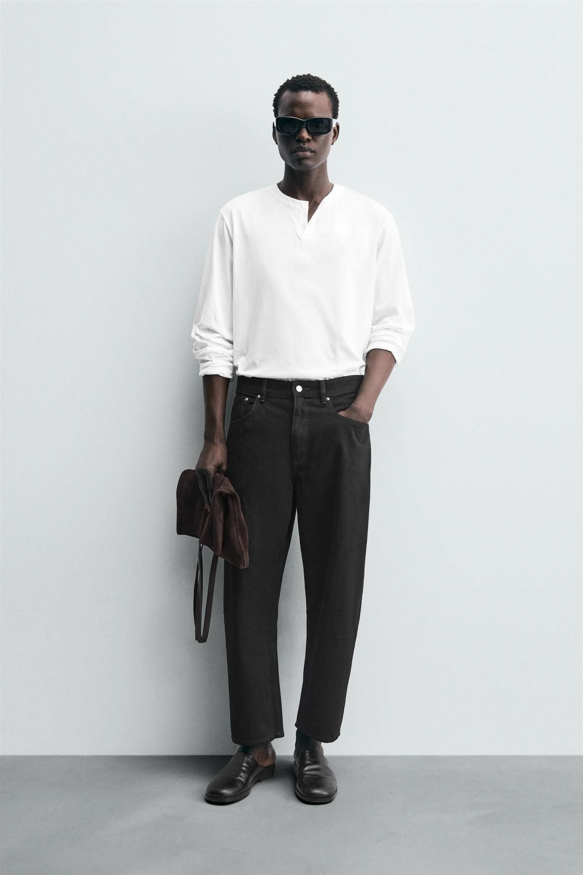 자라 테이퍼드 와이드핏 블랙 데님 진 9942/360 BLACK - 상세 이미지 2