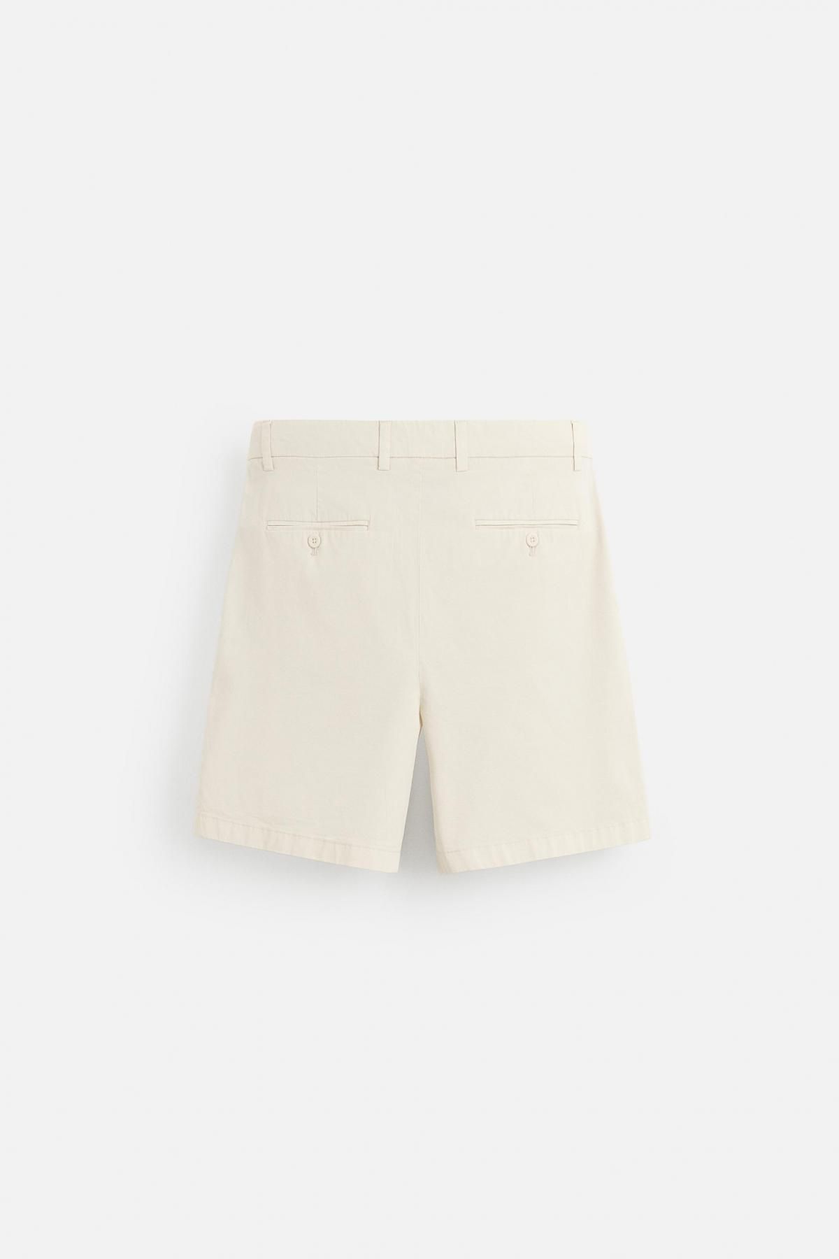 자라 미니멀 플리츠 레귤러핏 버뮤다 반바지 6786/788 OYSTER-WHITE 이미지 7