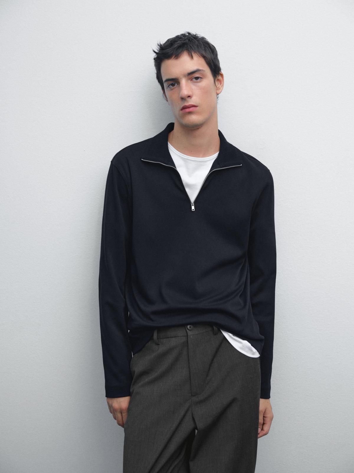 마시모두띠 테크니컬 모크넥 집업 긴팔 폴로셔츠 0622/157 NAVY BLUE - 상품 이미지