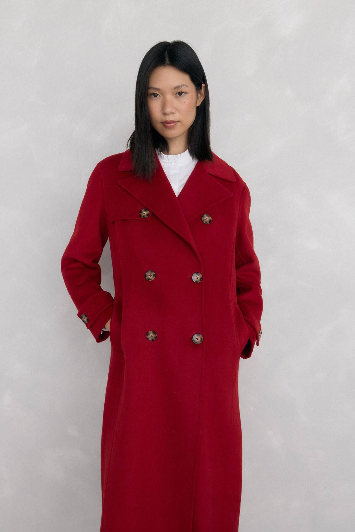 페드로 델 이에로 레드 더블페이스 롱 트렌치코트 7522237 ROJO - 상세 이미지 3