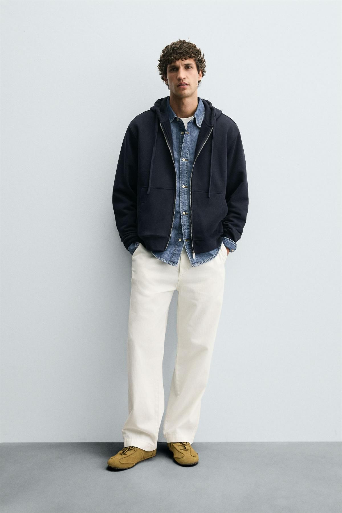자라 베이직 네이비 테크니컬 후드 집업 4092/360 NAVY BLUE - 상세 이미지 2
