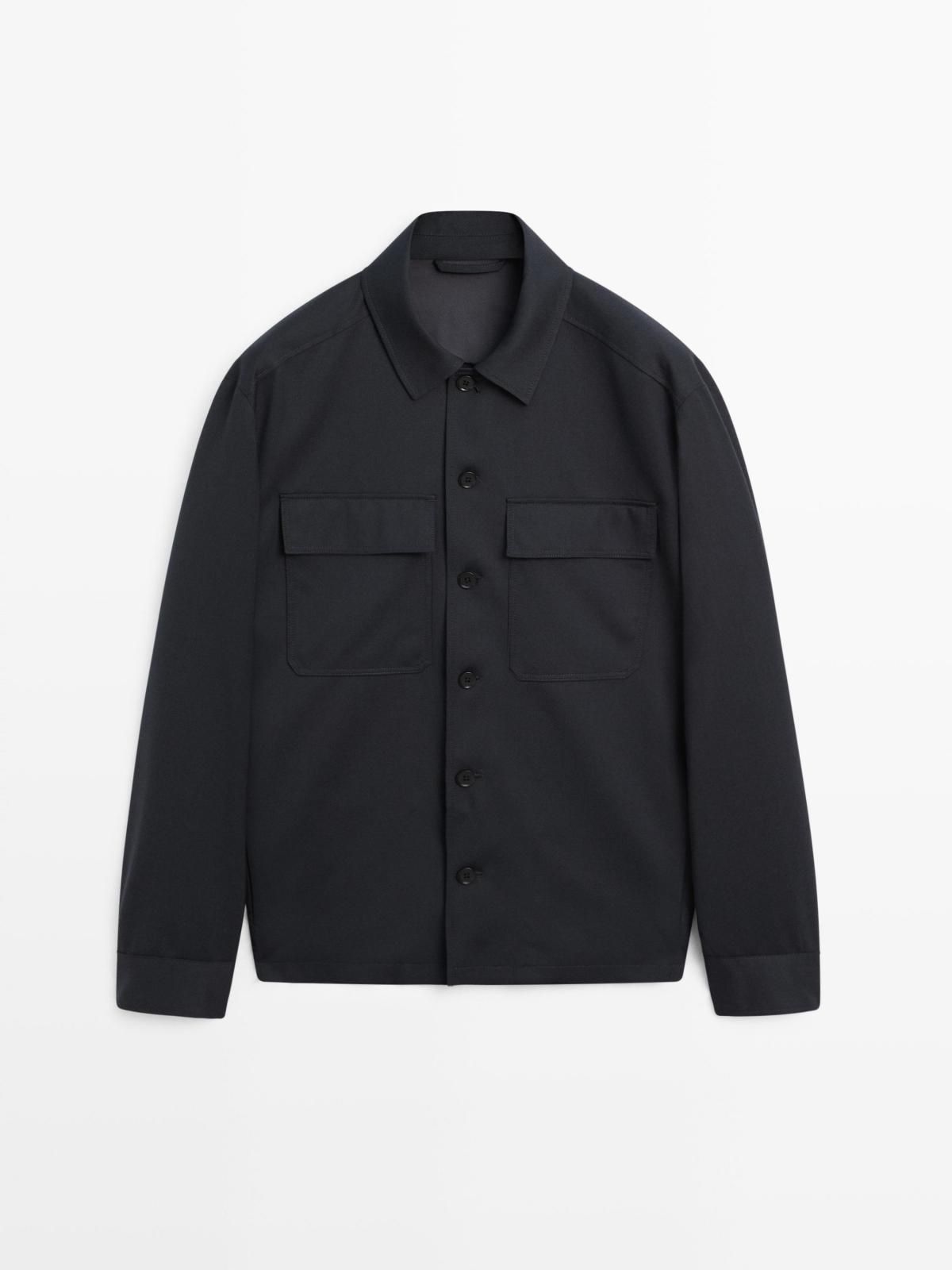마시모두띠 테크니컬 쿨 울 블렌드 오버셔츠 2811/371 NAVY BLUE - 상품 이미지
