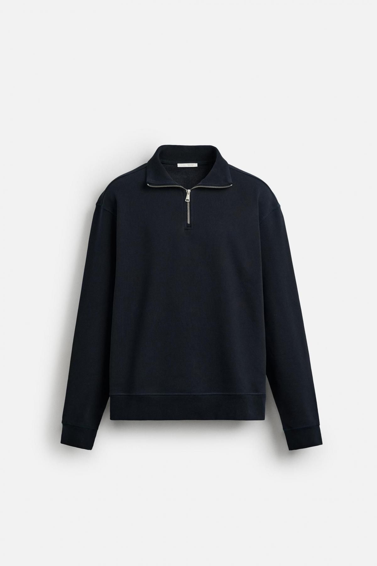 자라 베이직 지퍼 하이넥 스웨트셔츠 0761/311 NAVY BLUE - 메인 이미지