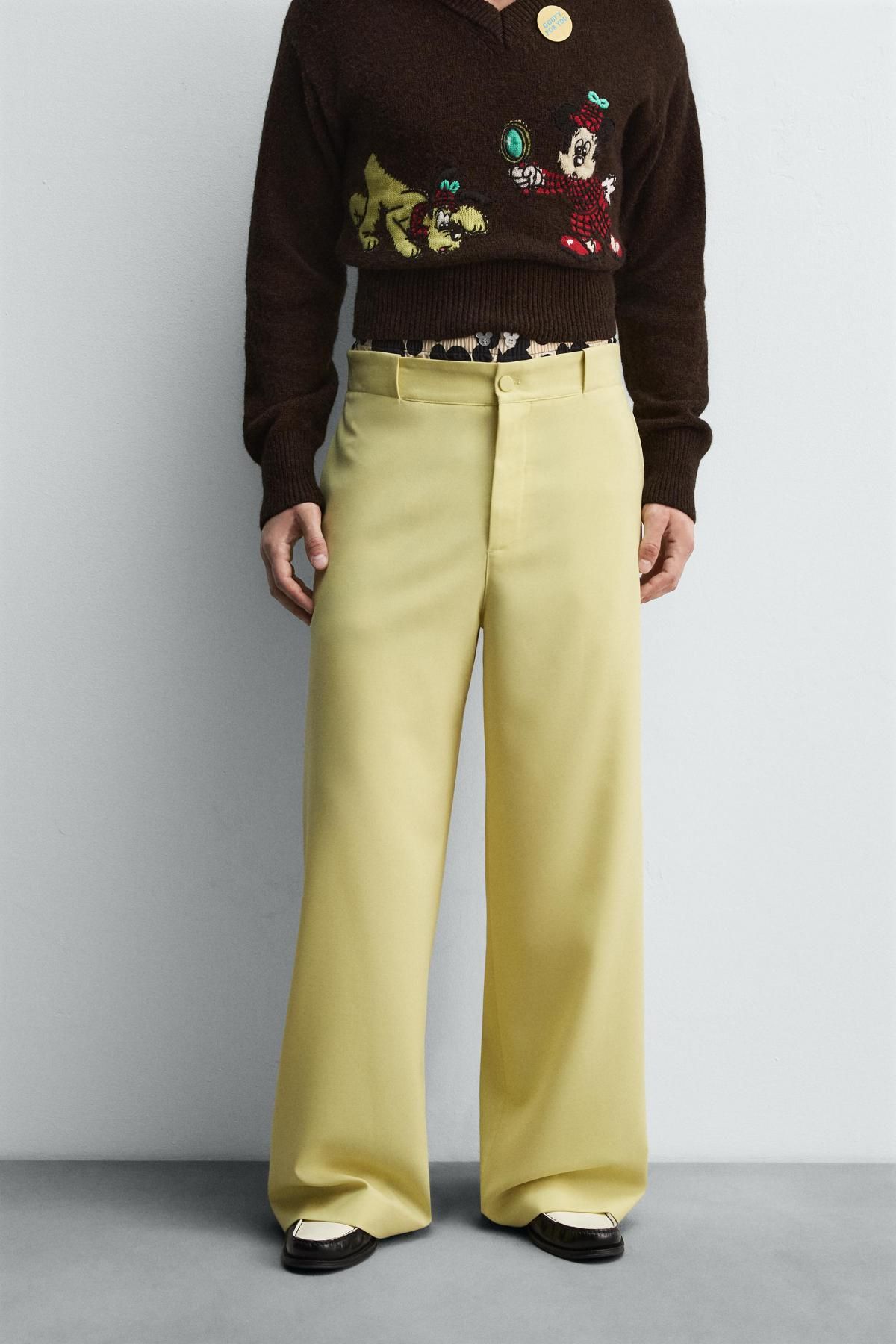 자라 와이드핏 울블렌드 팬츠 X 해리 램버트 디즈니 6370/525 YELLOW - 메인 이미지