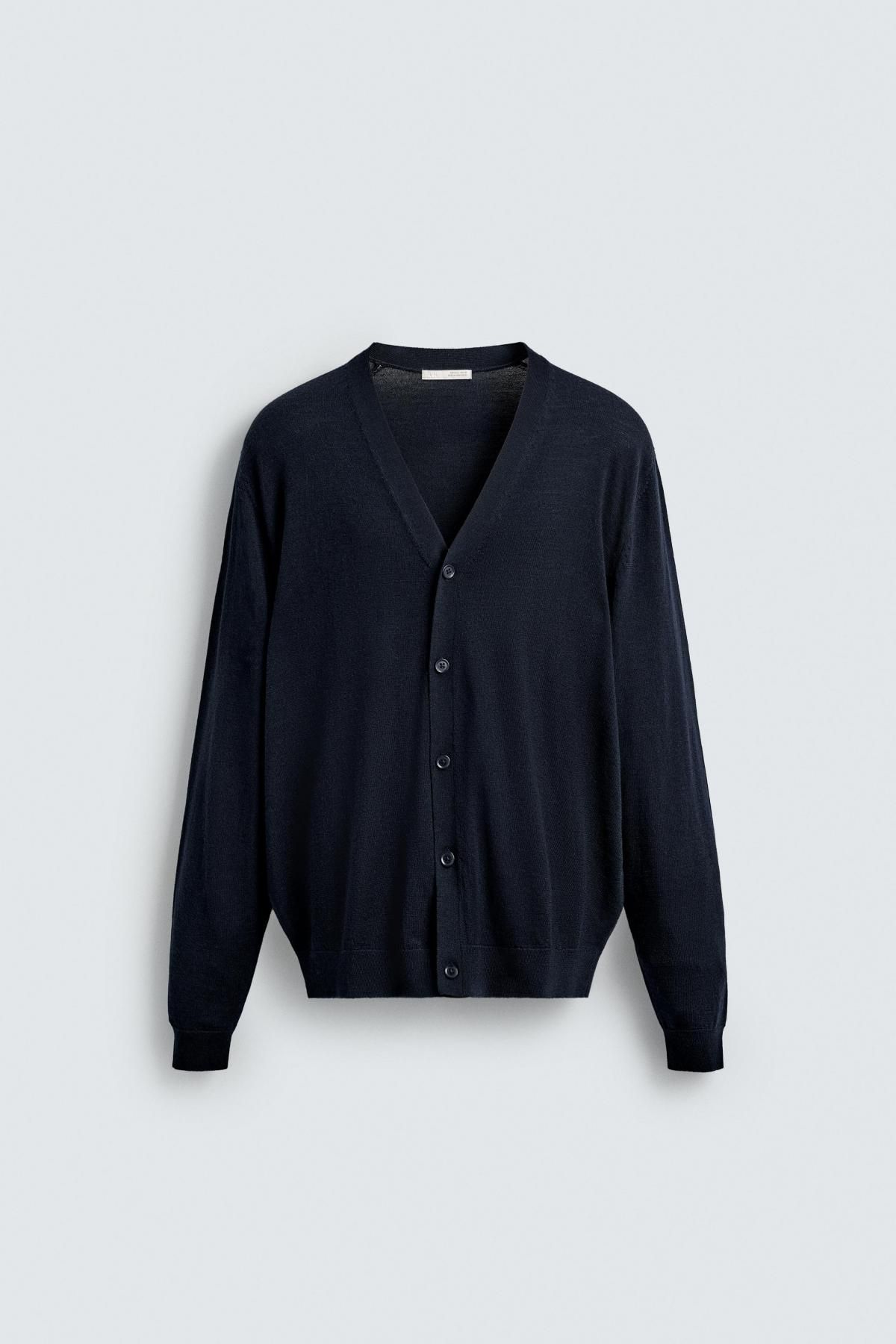 자라 프리미엄 울 브이넥 가디건 0693/302 NAVY BLUE - 메인 이미지