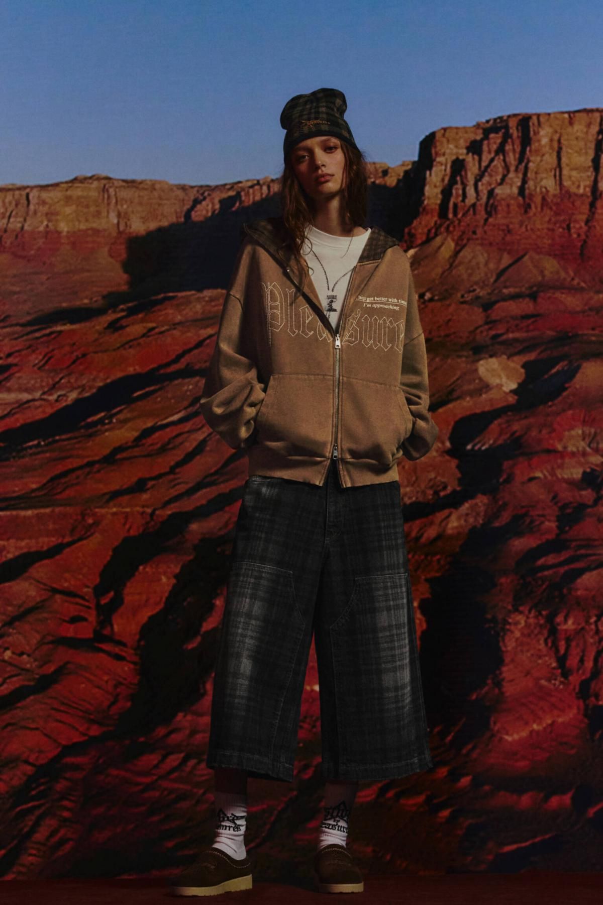 풀앤베어 체크 와이드 데님 버뮤다 팬츠 7698/315 DARK GREY - 상세 이미지 2