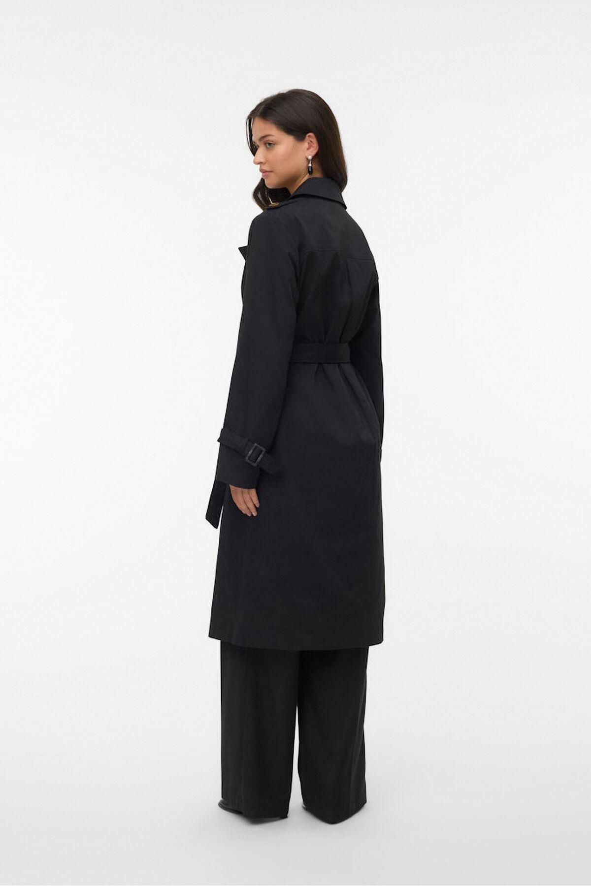 베로모다 벨트 블랙 롱 트렌치코트 6432548 NEGRO - 상세 이미지 5