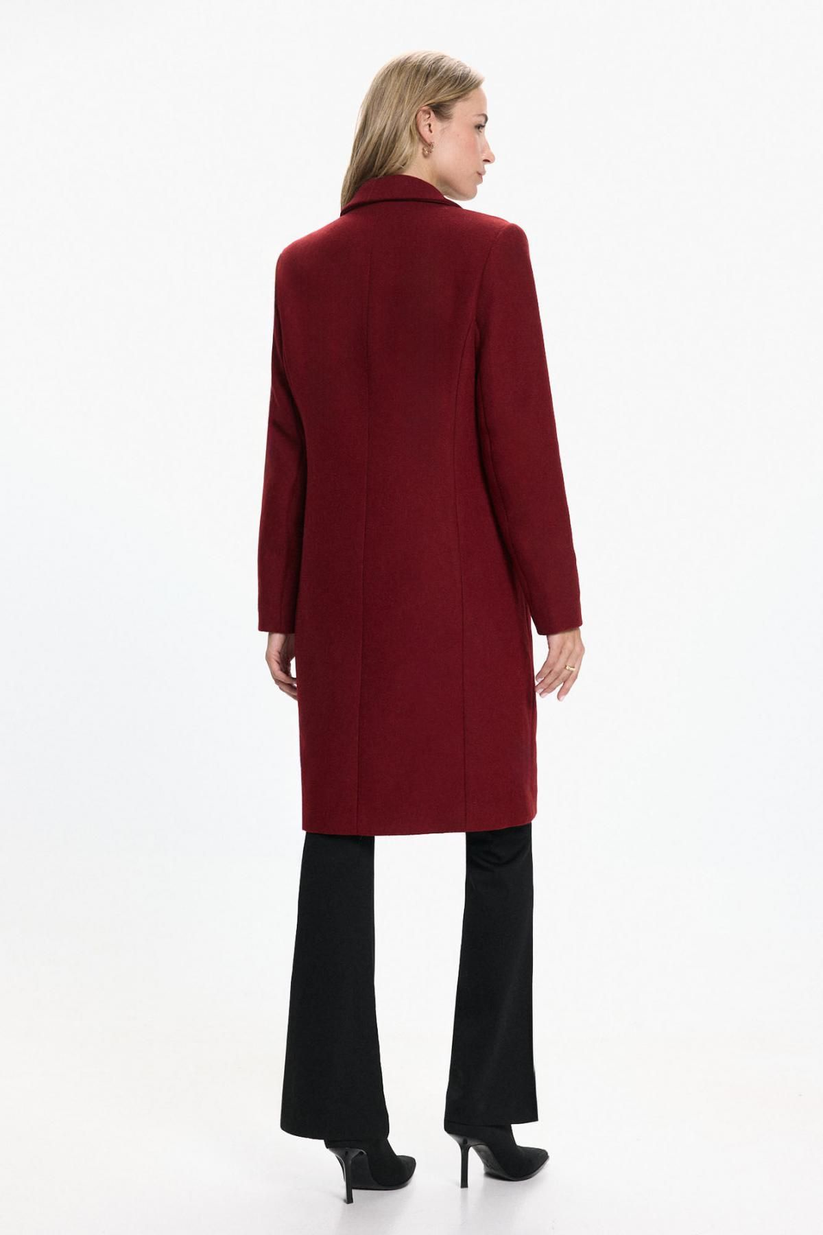 베로모다 버건디 울 테일러드 미디 코트 여성 6432533 ROJO - 상세 이미지 5
