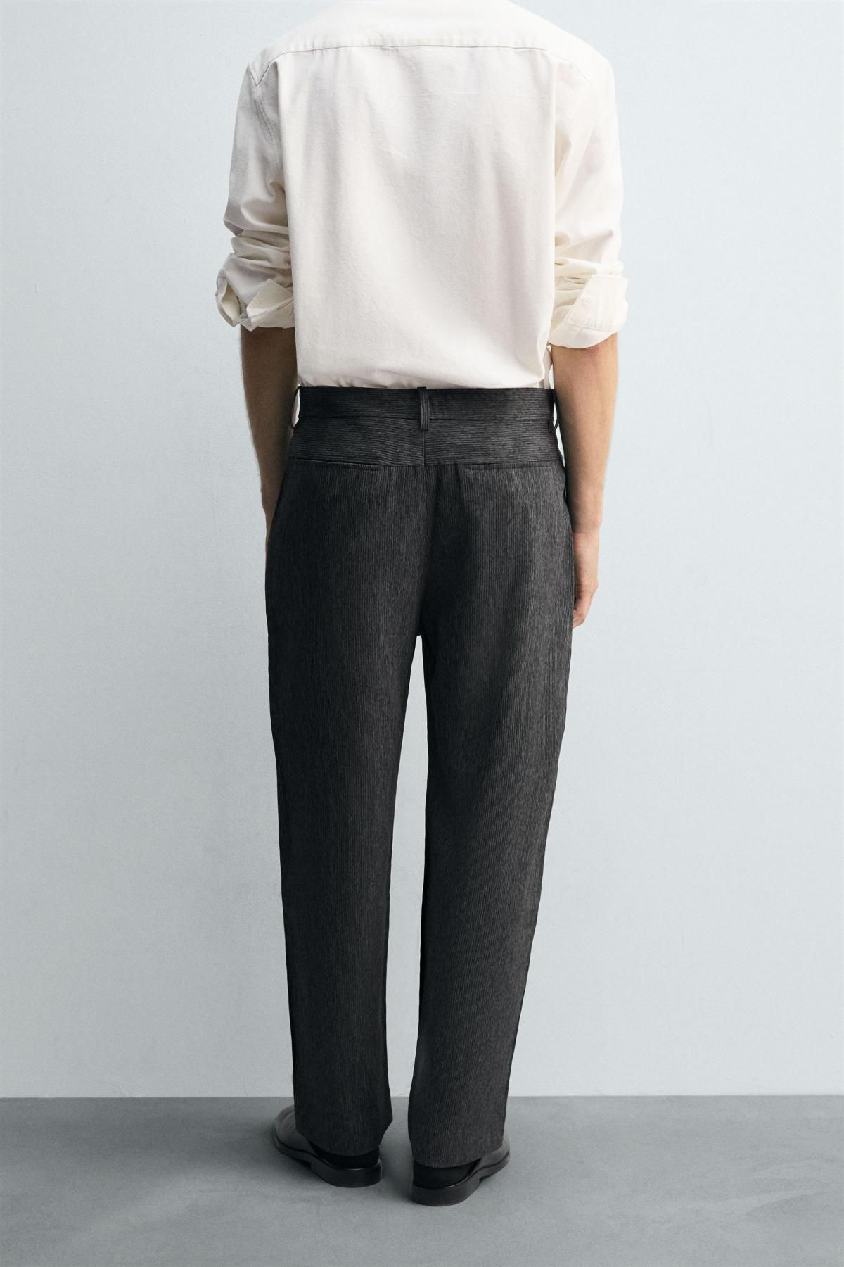 자라 테크니컬 텍스처 캐롯핏 슬랙스 팬츠 3046/395 GREY / BLUE - 상세 이미지 3