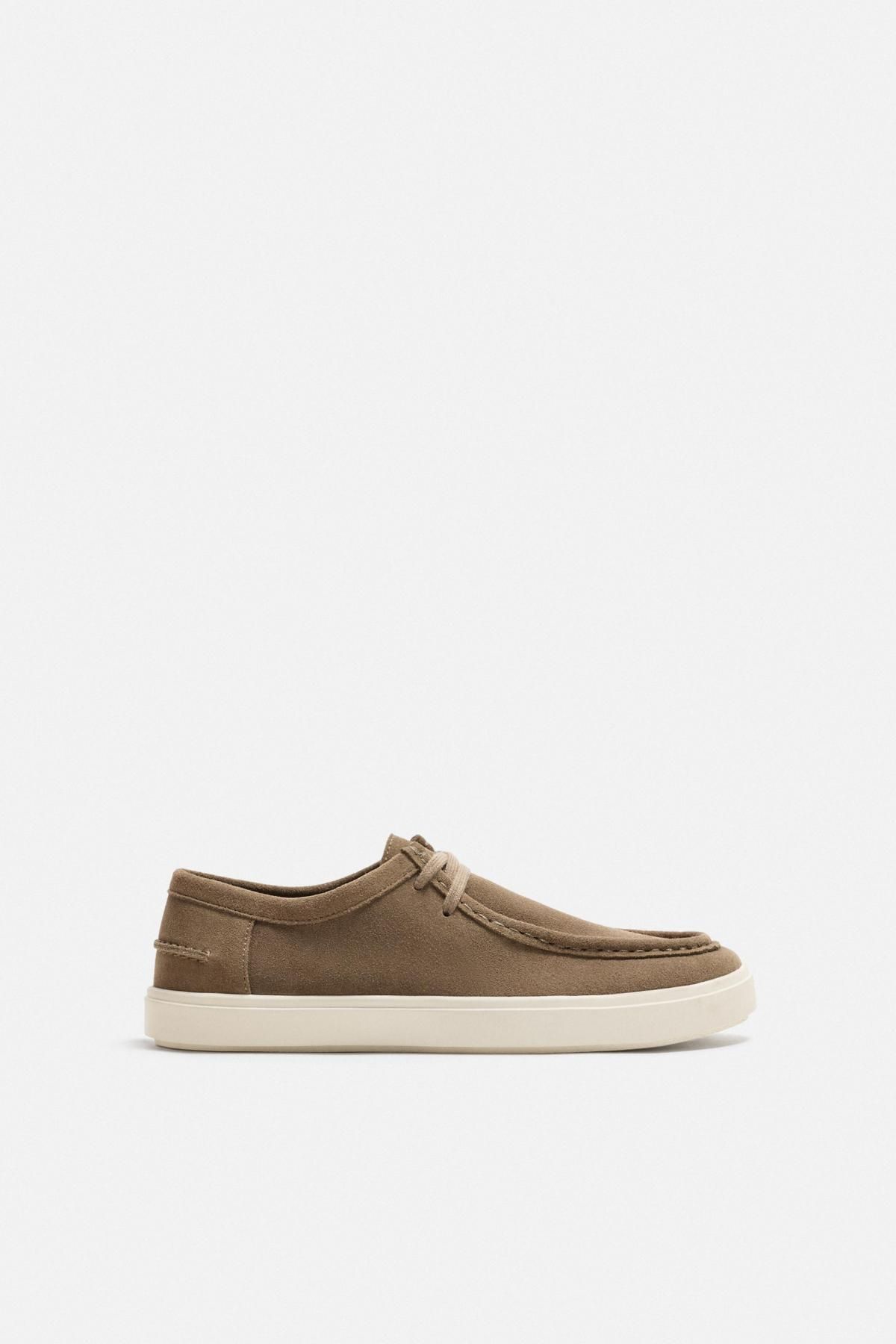 자라 캐주얼 스플릿스웨이드 레더 모크토 옥스포드화 2433/620 TAUPE GREY - 상품 이미지
