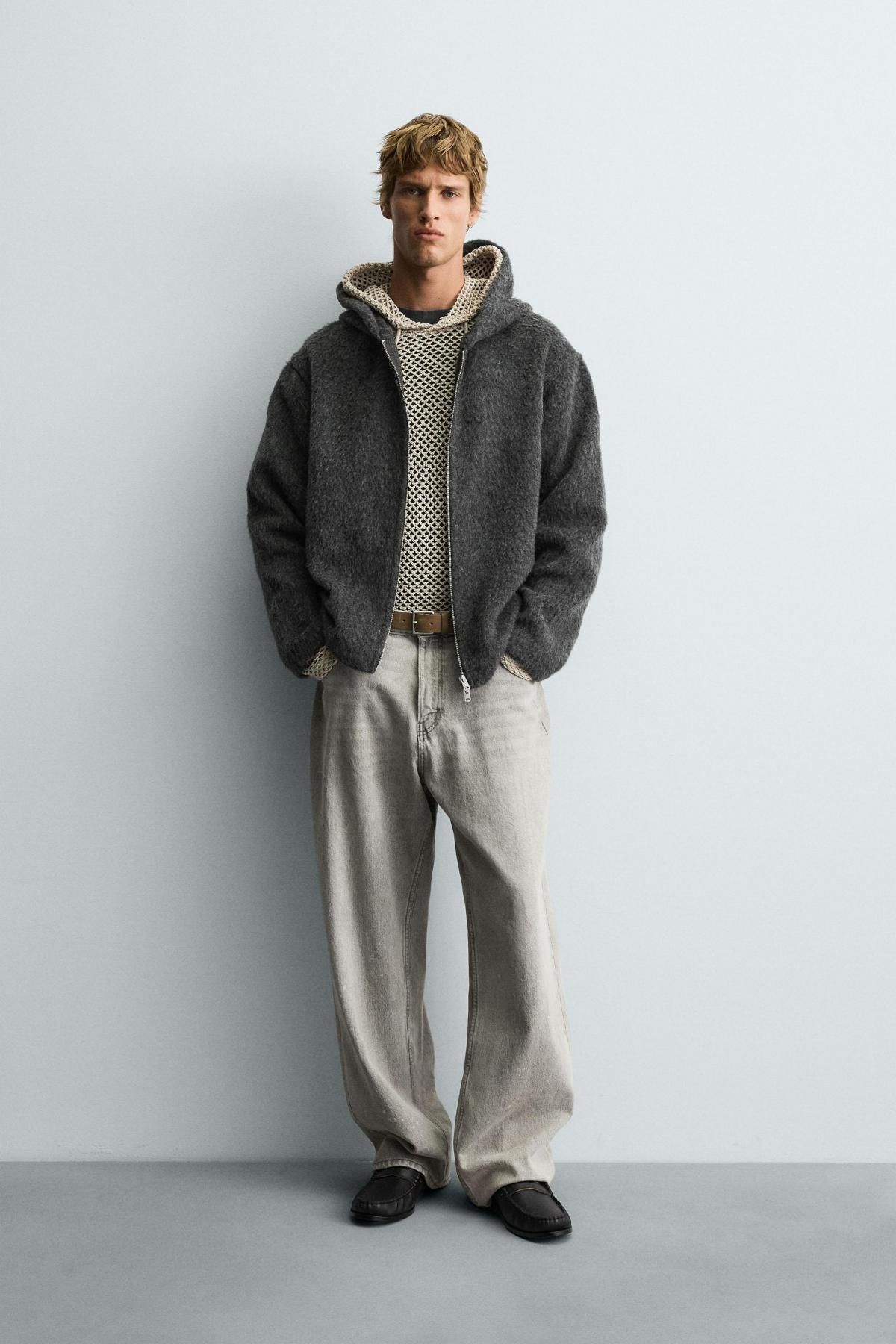 자라 테크니컬 퍼 후드 집업 오버셔츠 3411/700 GREY - 상세 이미지 2