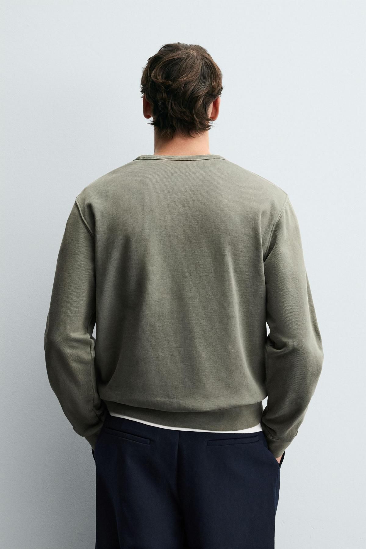 자라 코튼 크루넥 베이직 긴팔 스웨트셔츠 3443/360 LIGHT GREEN - 상세 이미지 4