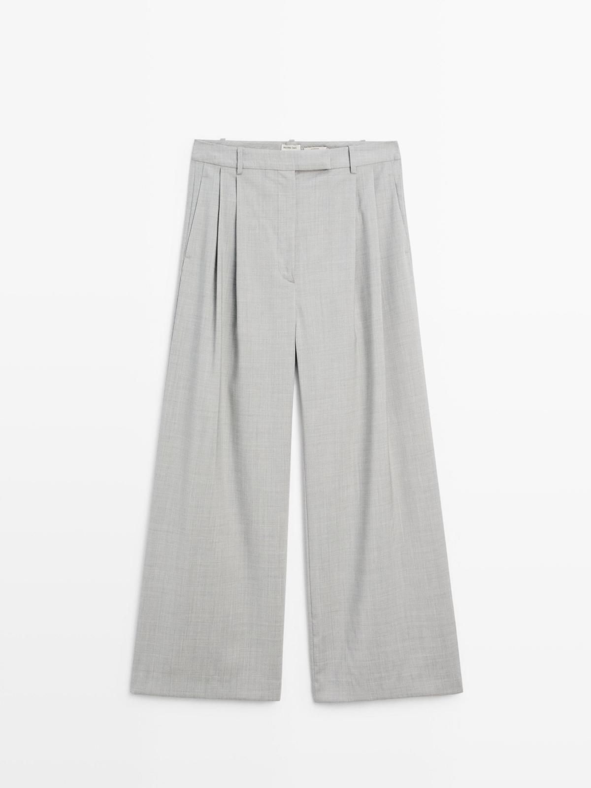 마시모두띠 다트 디테일 울 와이드 팬츠 9009/951 PALE GREY - 상품 이미지