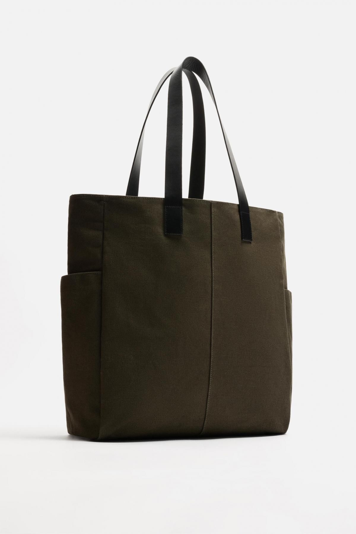 자라 테크니컬 캔버스 레더 숄더 토트백 3124/520 KHAKI GREEN - 상세 이미지 2