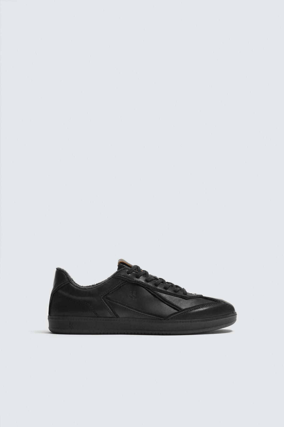 자라 블랙 가죽 로우탑 스니커즈 2275/620 BLACK - 상품 이미지