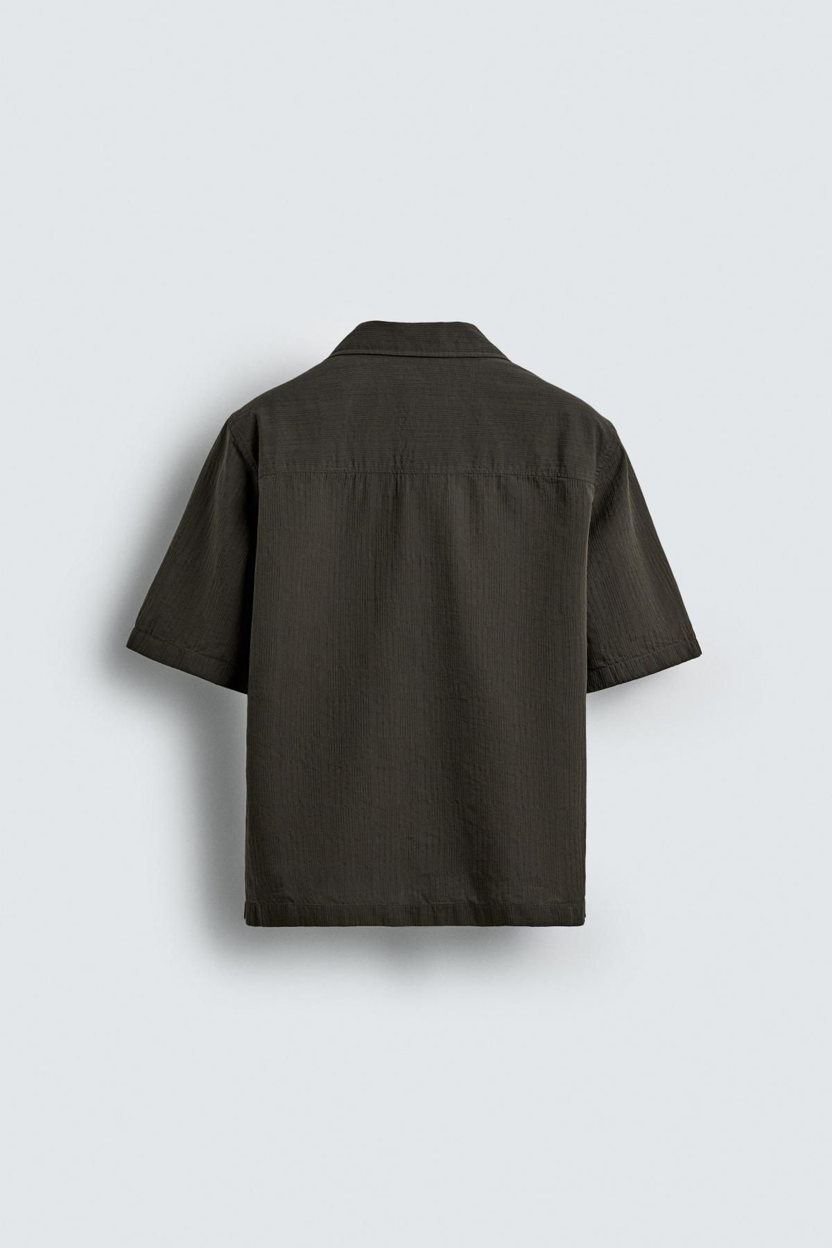 자라 텍스처 코튼 라이오셀 반팔 셔츠 0975/091 BROWN - 상세 이미지 2