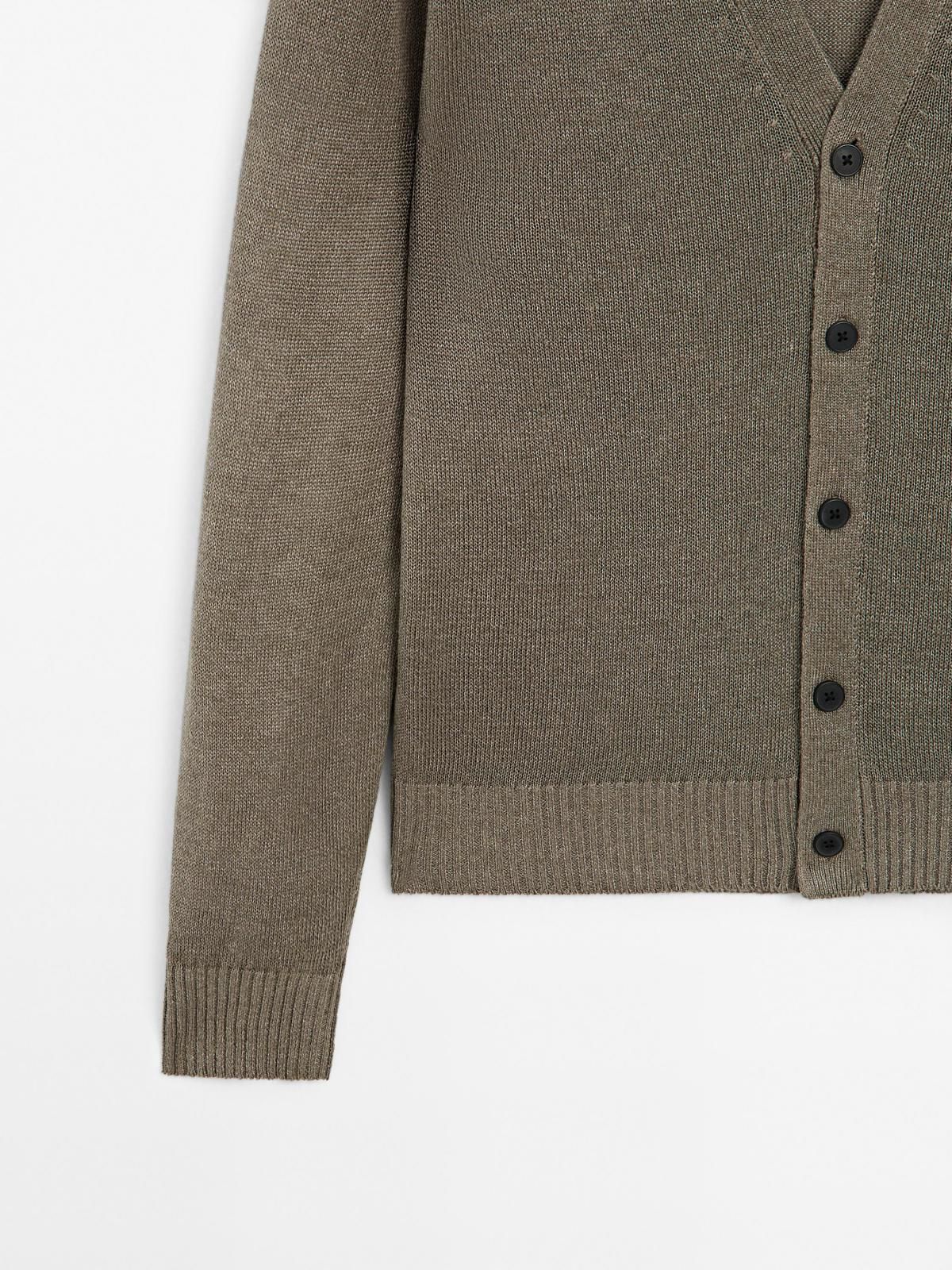 마시모두띠 라이트브라운 린넨블렌드 브이넥 니트 카디건 0956/203 MOLE BROWN - 상세 이미지 2