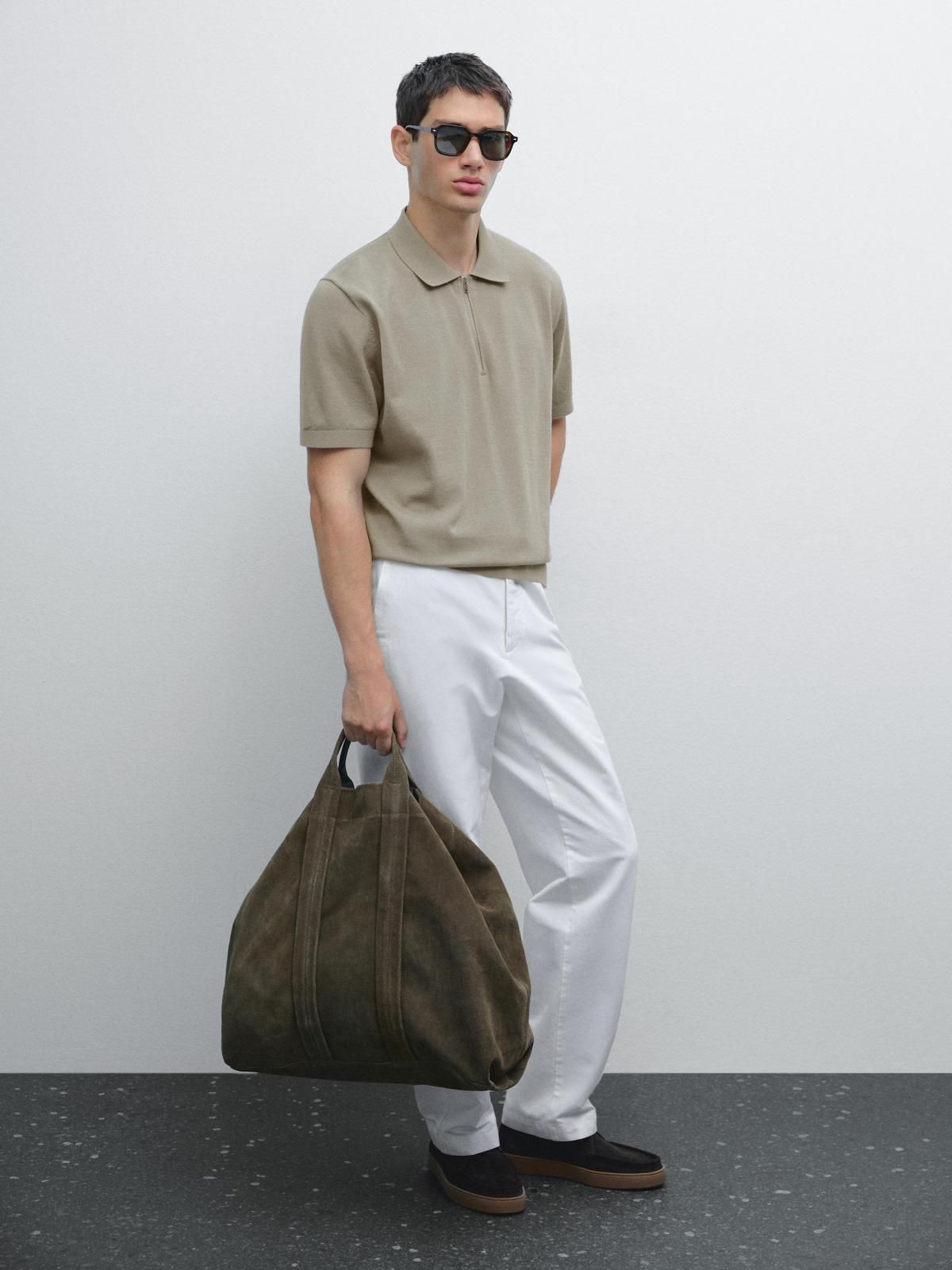 마시모두띠 미니멀 코튼 니트 지퍼넥 폴로 반팔셔츠 0940/201 TAUPE GREY - 상세 이미지 2