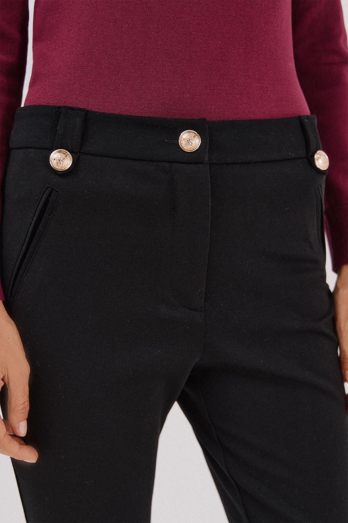꼬르떼피엘 테니트 스트레이트 버튼 여성 팬츠 8722326 NEGRO - 상세 이미지 3