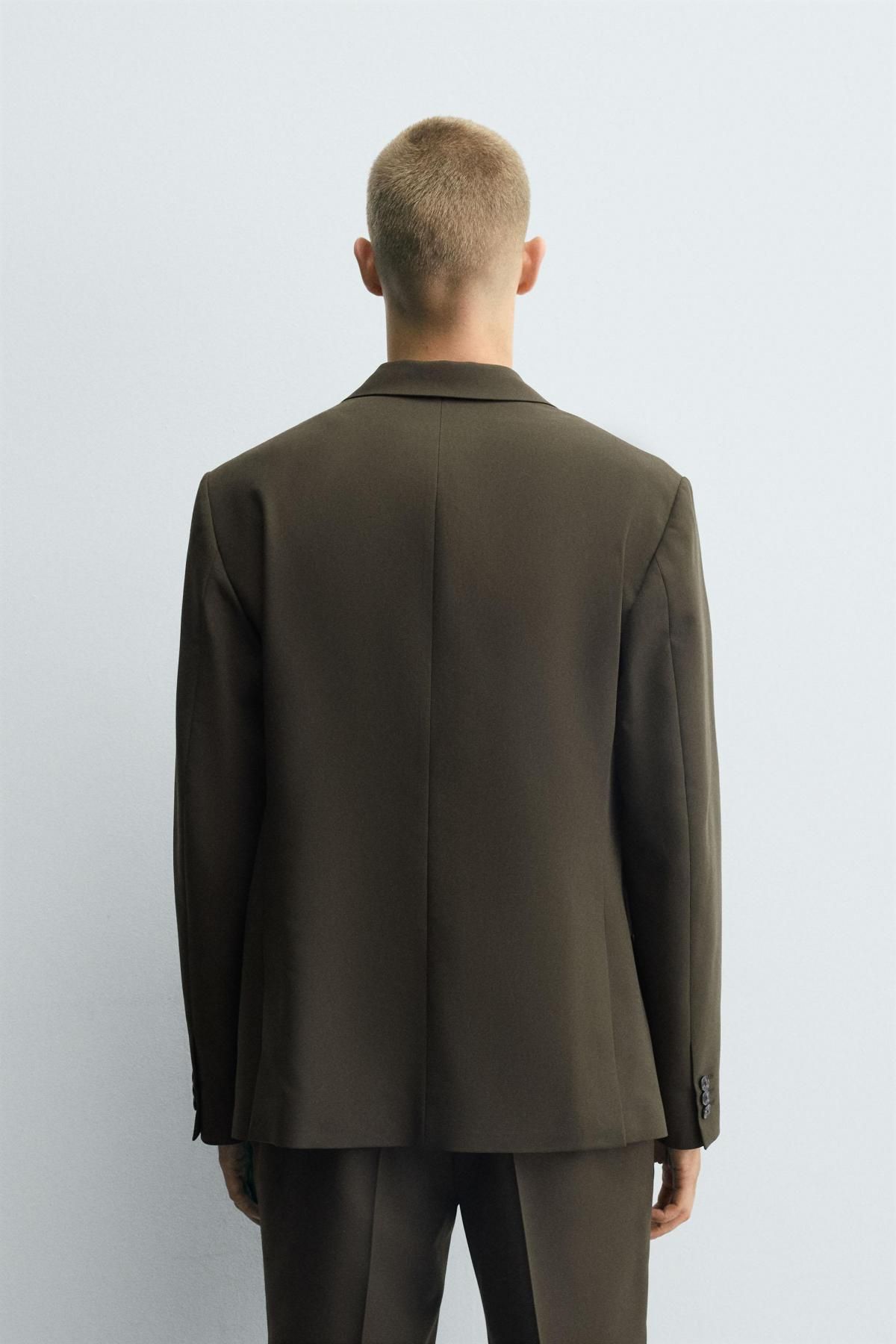 자라 비스코스 혼방 슬림핏 테일러드 블레이저 4425/254 KHAKI - 상세 이미지 4