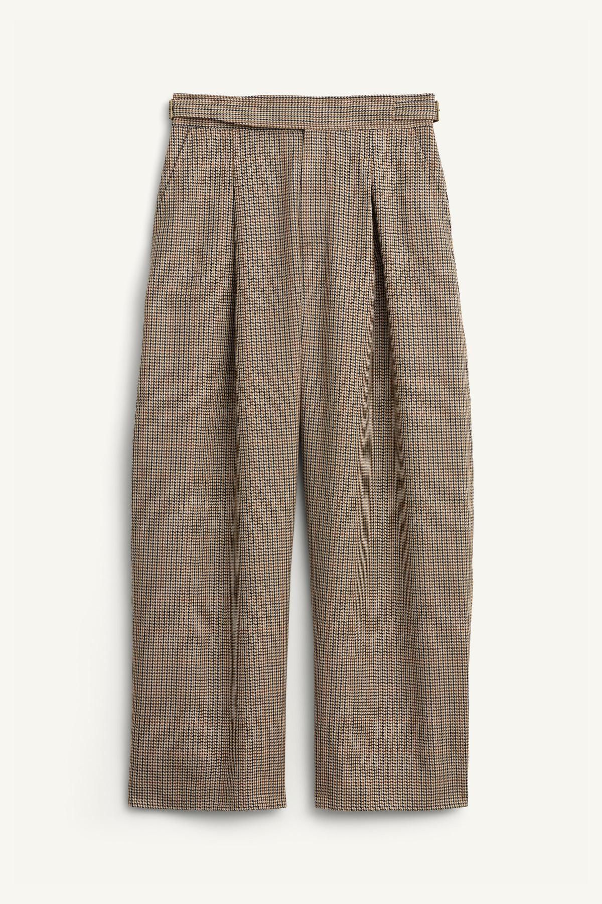 자라 체크 울 와이드 슬랙스 팬츠 5800/044 BROWN - 상세 이미지 5