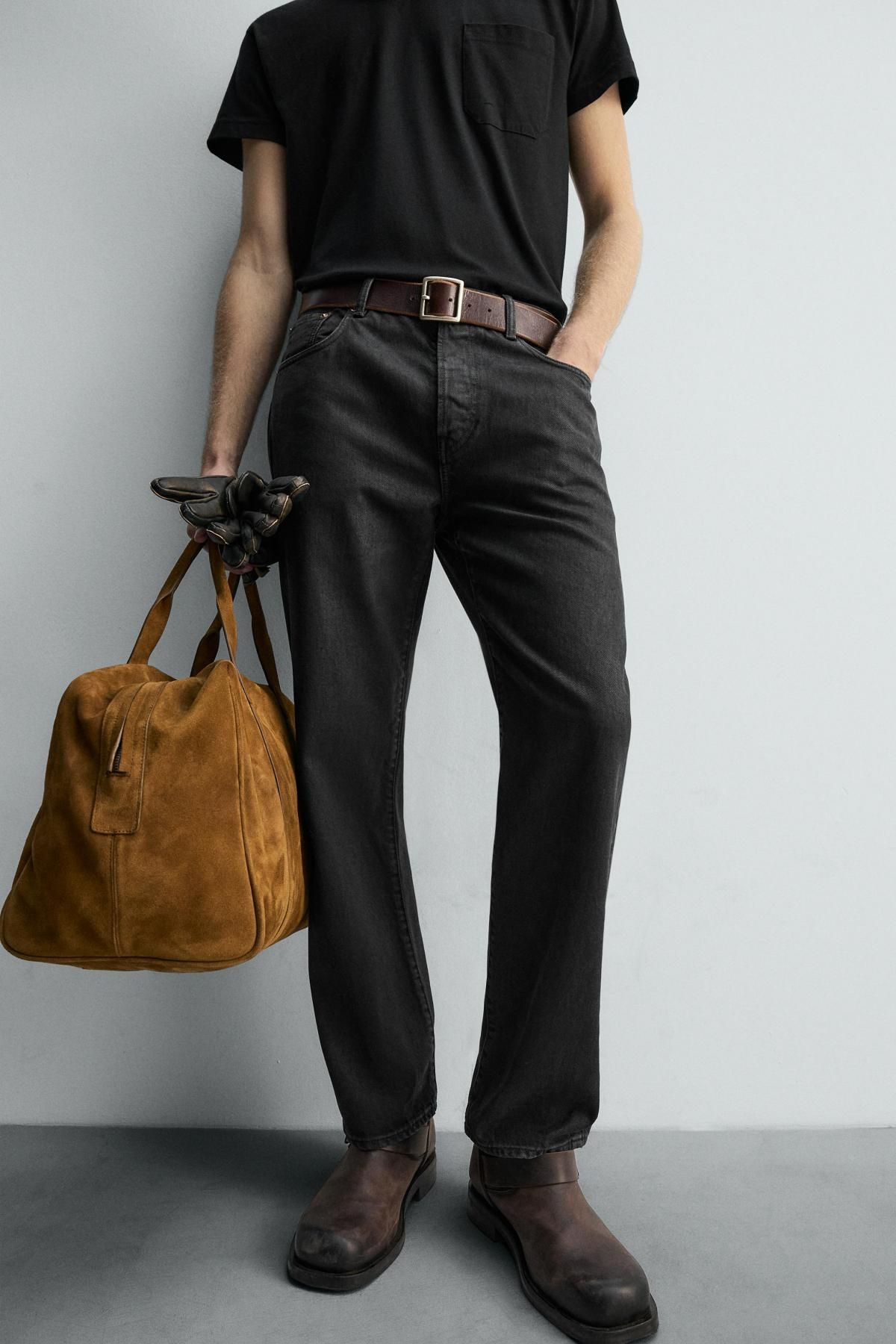 자라 프리미엄 스트레이트 블랙 데님 크롭 청바지 5155/300 BLACK - 상세 이미지 5