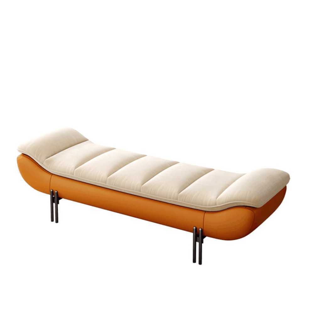 인테리어 베드벤치 침실용 벤치형 쇼파 소파 스툴 오렌지 + 베이지 120x50x42cm - 상품 이미지