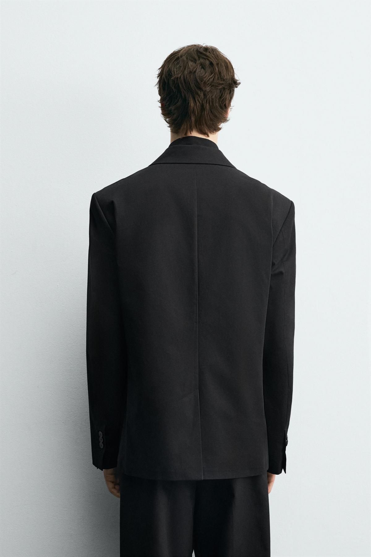 자라 라이트코튼 블랙 레귤러핏 수트 블레이저 6394/700 BLACK - 상세 이미지 4