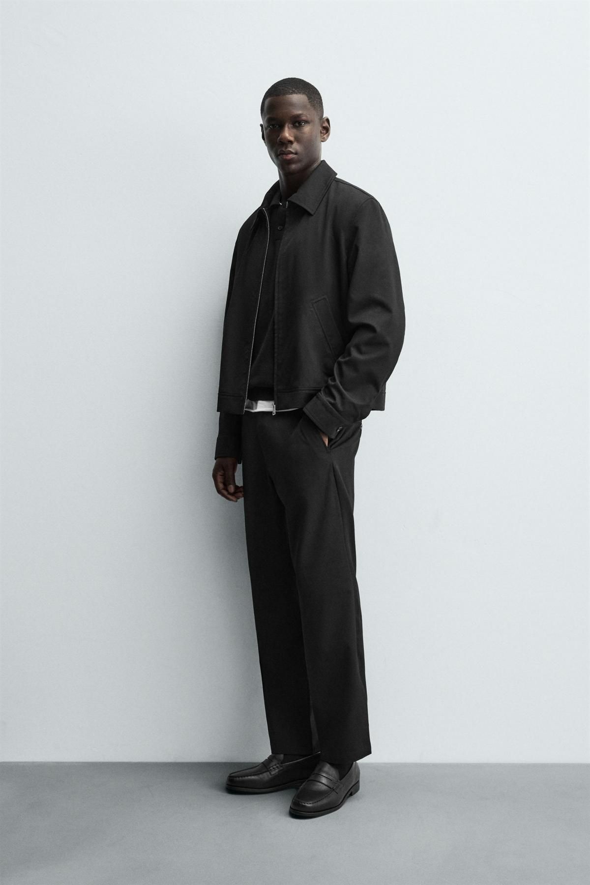 자라 미니멀 조거 웨이스트 레귤러핏 슬랙스 팬츠 1437/445 BLACK - 상세 이미지 4