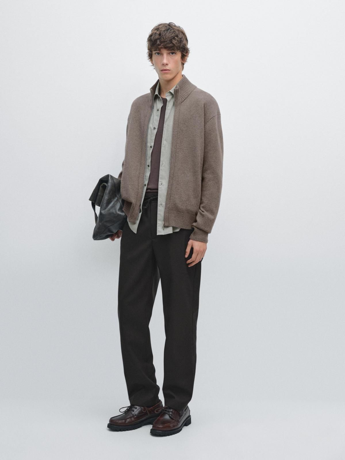 마시모두띠 울블렌드 집업 니트 재킷 하이넥 캐주얼 1066/240 KHAKI - 상세 이미지 2