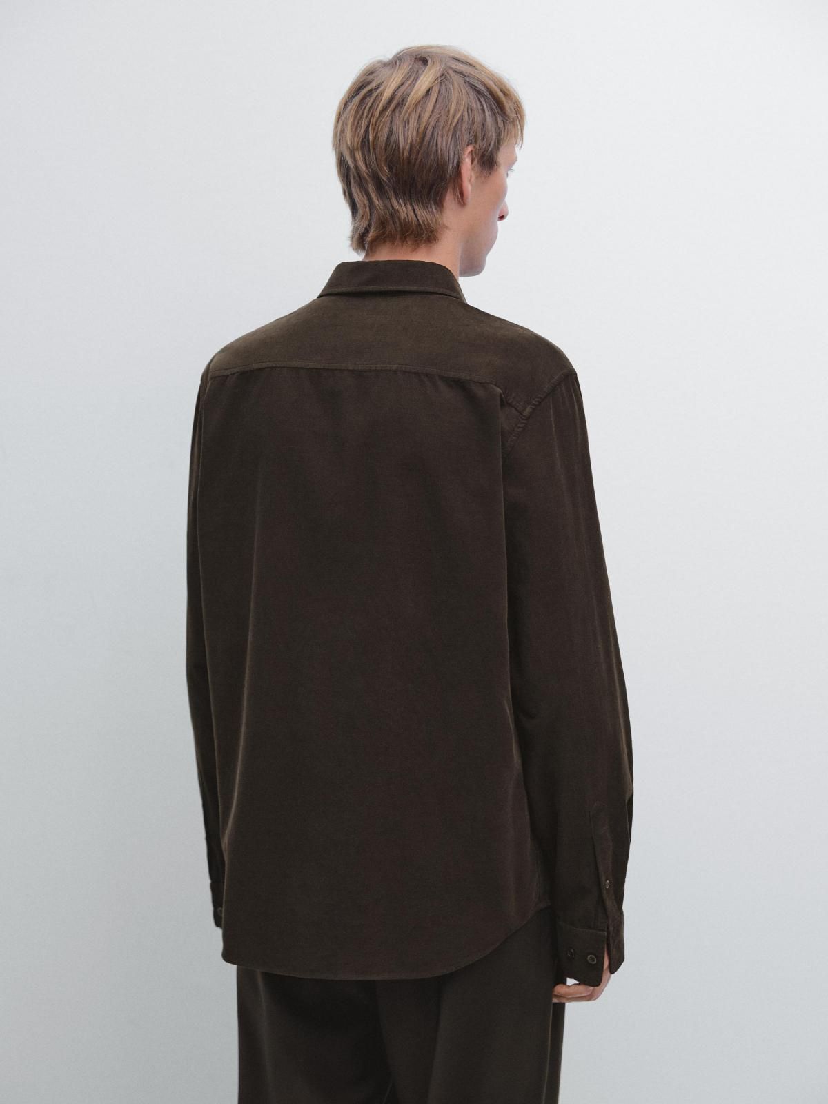 마시모두띠 레귤러핏 코튼 니들코드 긴팔 셔츠 1790/423 BROWN - 상세 이미지 4