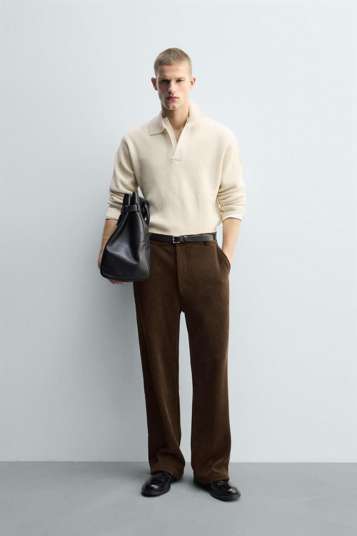 자라 코듀로이 와이드 팬츠 1437/395 BROWN - 상세 이미지 2