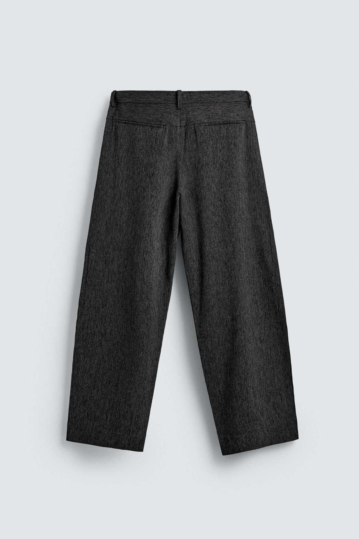 자라 테크니컬 텍스처 캐롯핏 슬랙스 팬츠 3046/395 GREY / BLUE 이미지 7