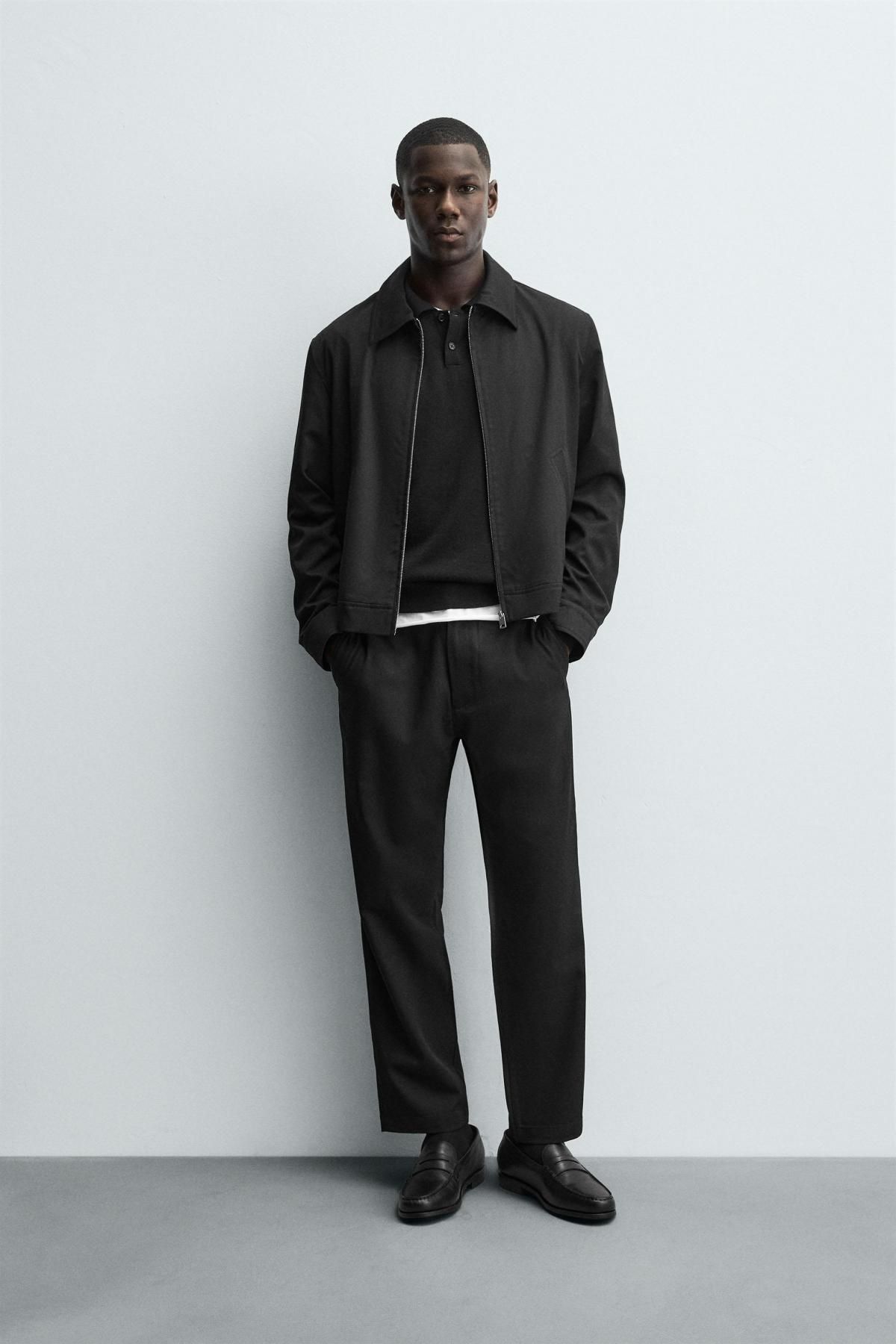 자라 미니멀 조거 웨이스트 레귤러핏 슬랙스 팬츠 1437/445 BLACK - 상세 이미지 2