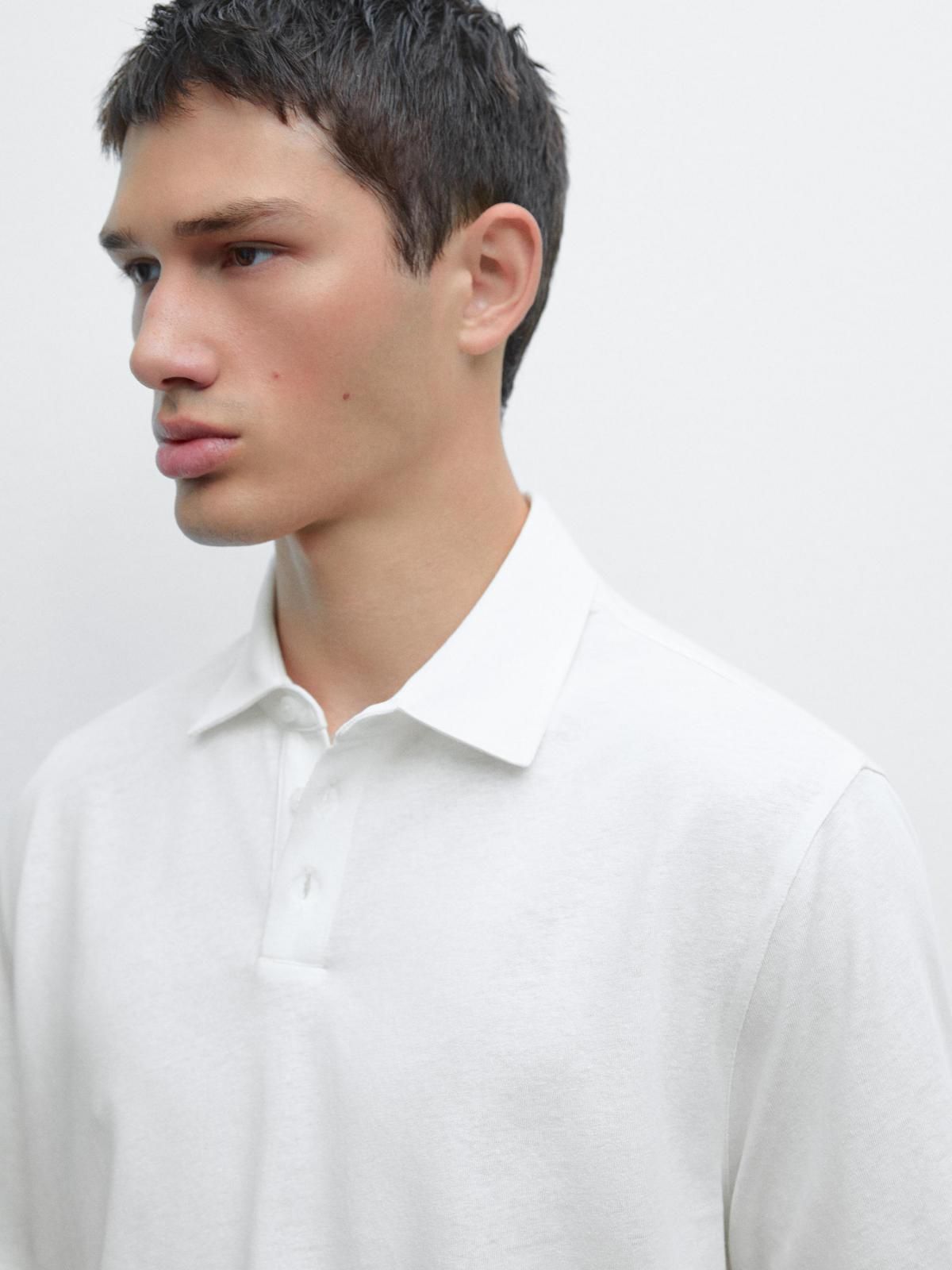 마시모두띠 프리미엄 린넨블렌드 반팔 폴로셔츠 화이트 0604/157 OFF WHITE - 상세 이미지 3