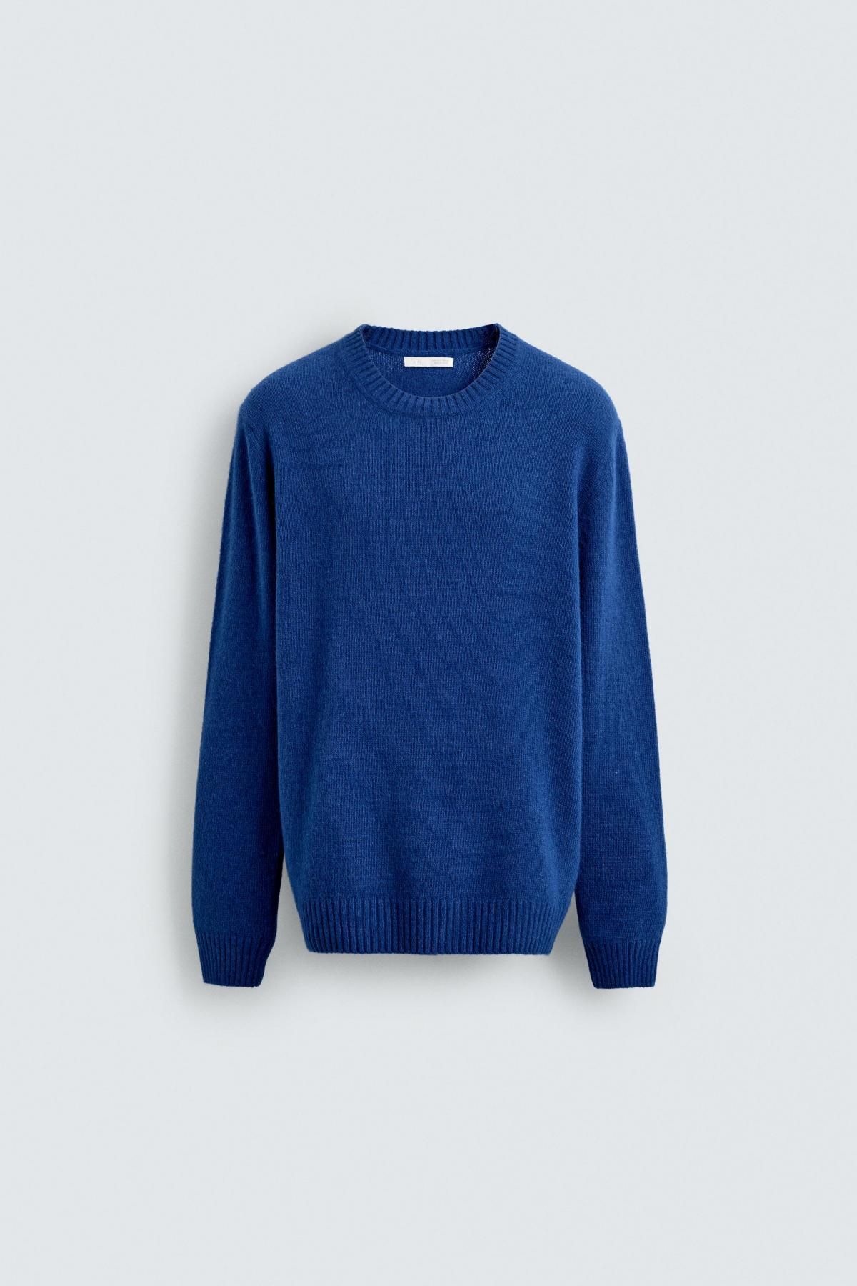 자라 울블렌드 레귤러핏 라운드 니트 긴팔 스웨터 블루 2632/306 BLUISH - 메인 이미지