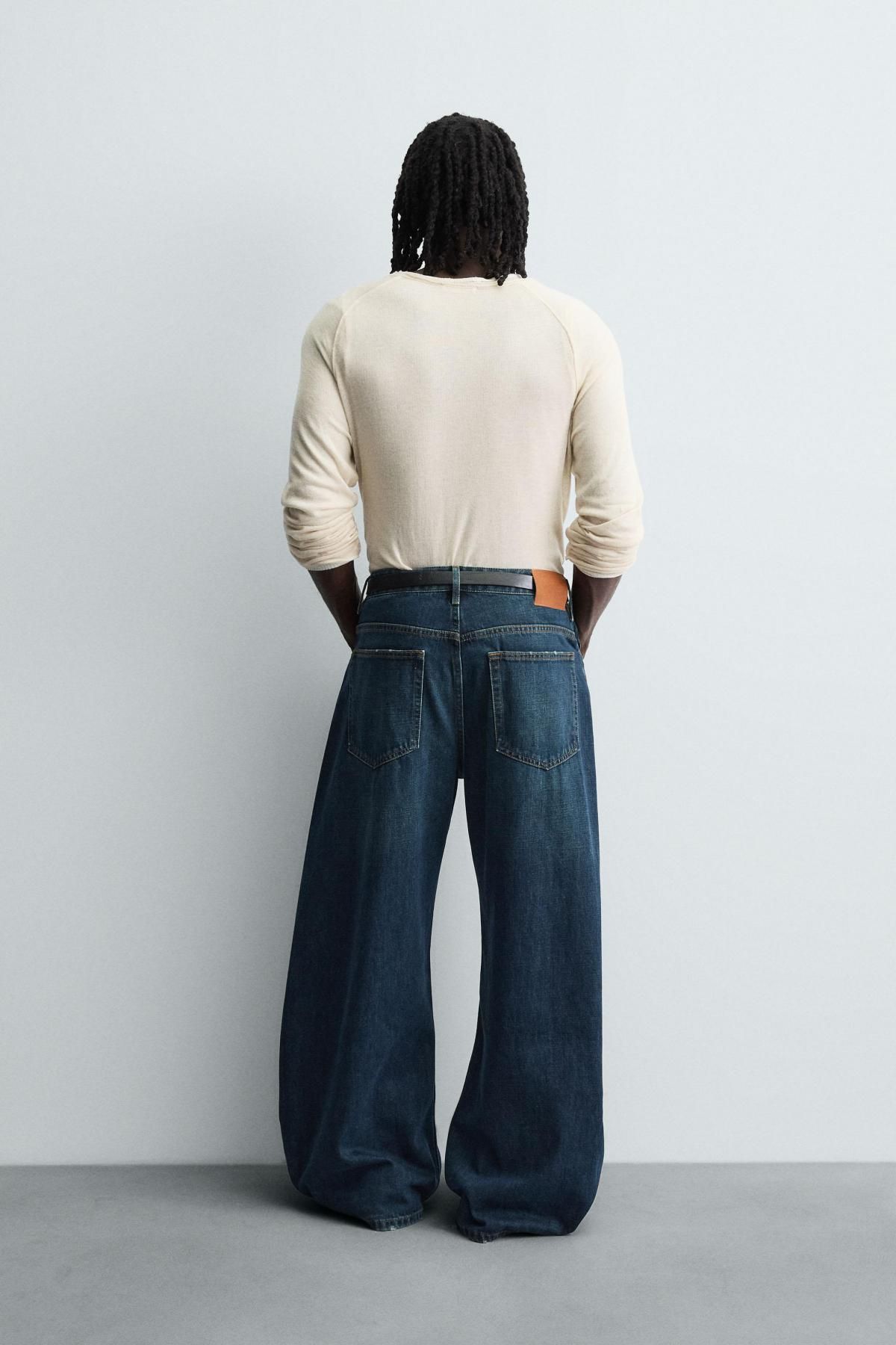 자라 와이드핏 배기 데님 볼륨 청바지 0840/303 DARK NAVY - 상세 이미지 3
