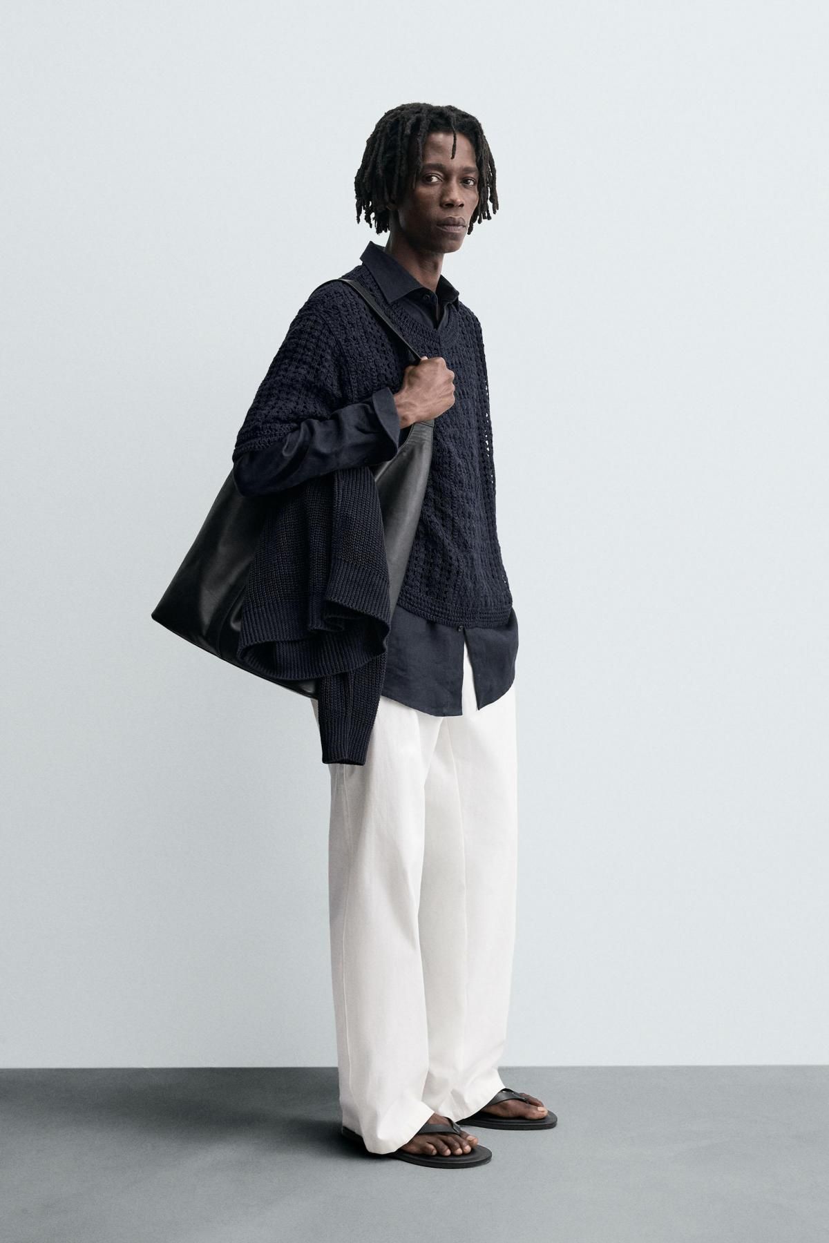 자라 크로셰 오픈니트 크롭 반팔 티셔츠 7200/234 NAVY BLUE - 상세 이미지 5