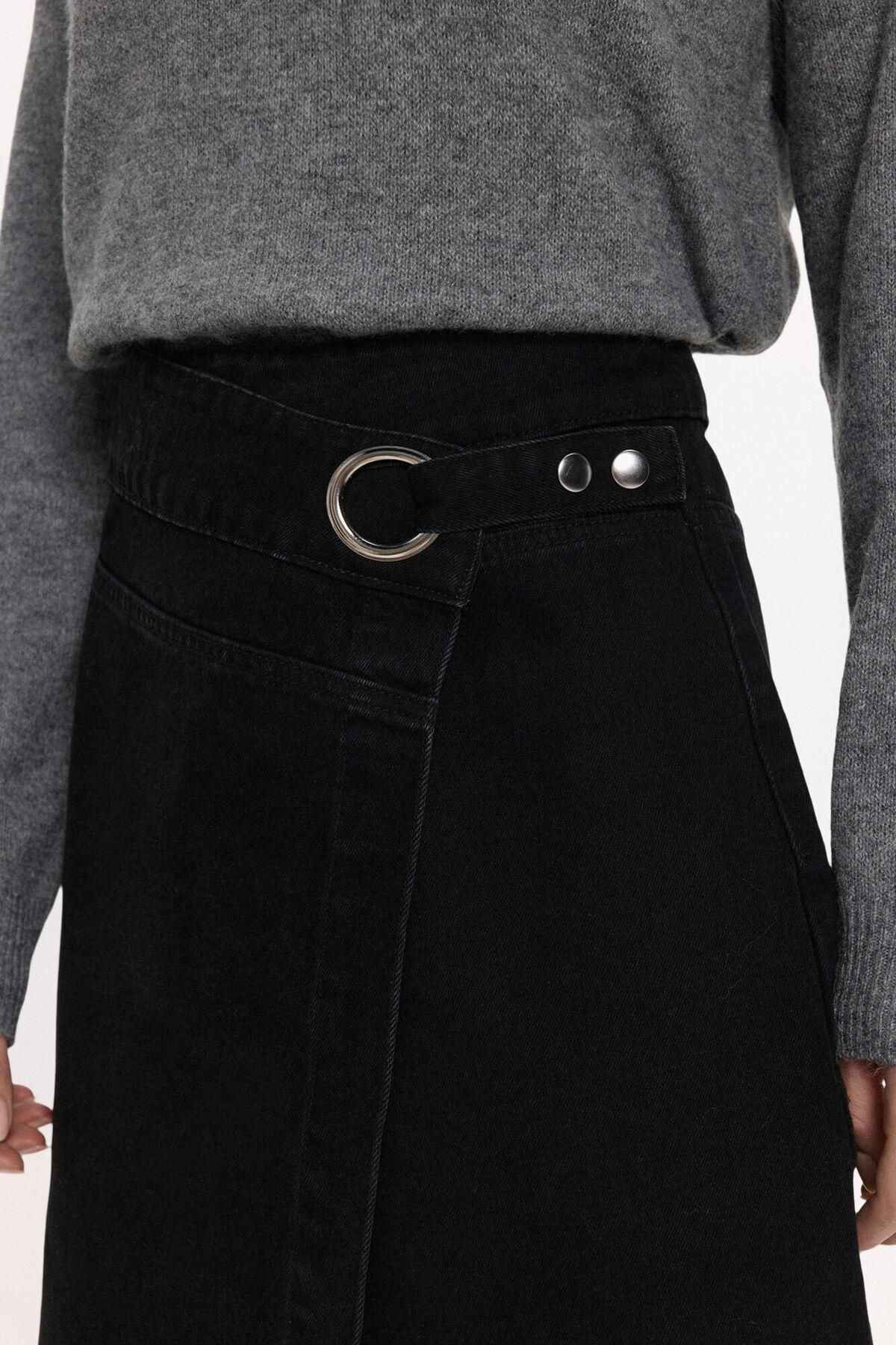 빌라 데님 랩 미디 스커트 5722688 NEGRO - 상세 이미지 4