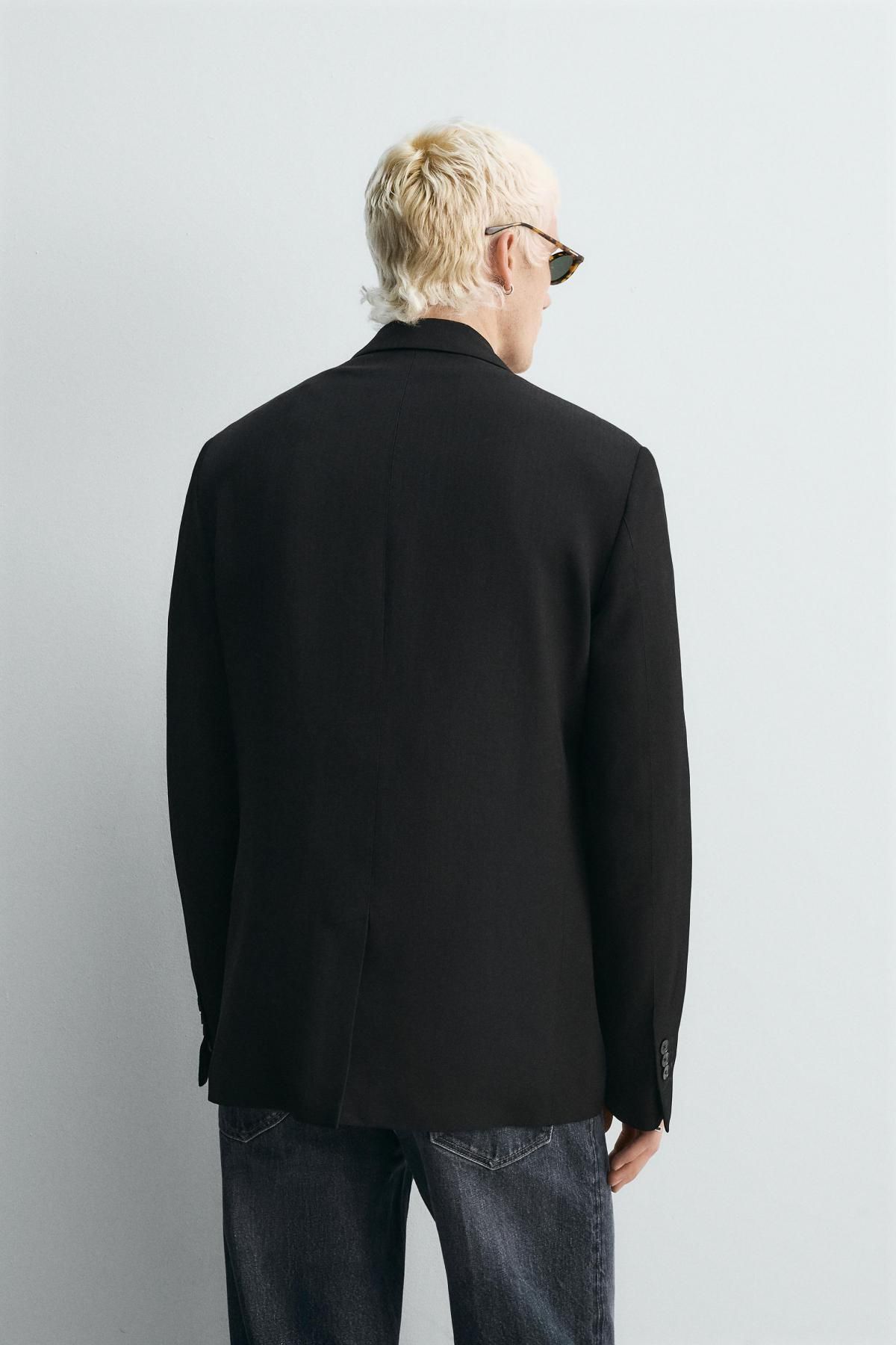 자라 테크니컬 더블브레스트 블랙 블레이저 6400/152 BLACK - 상세 이미지 4