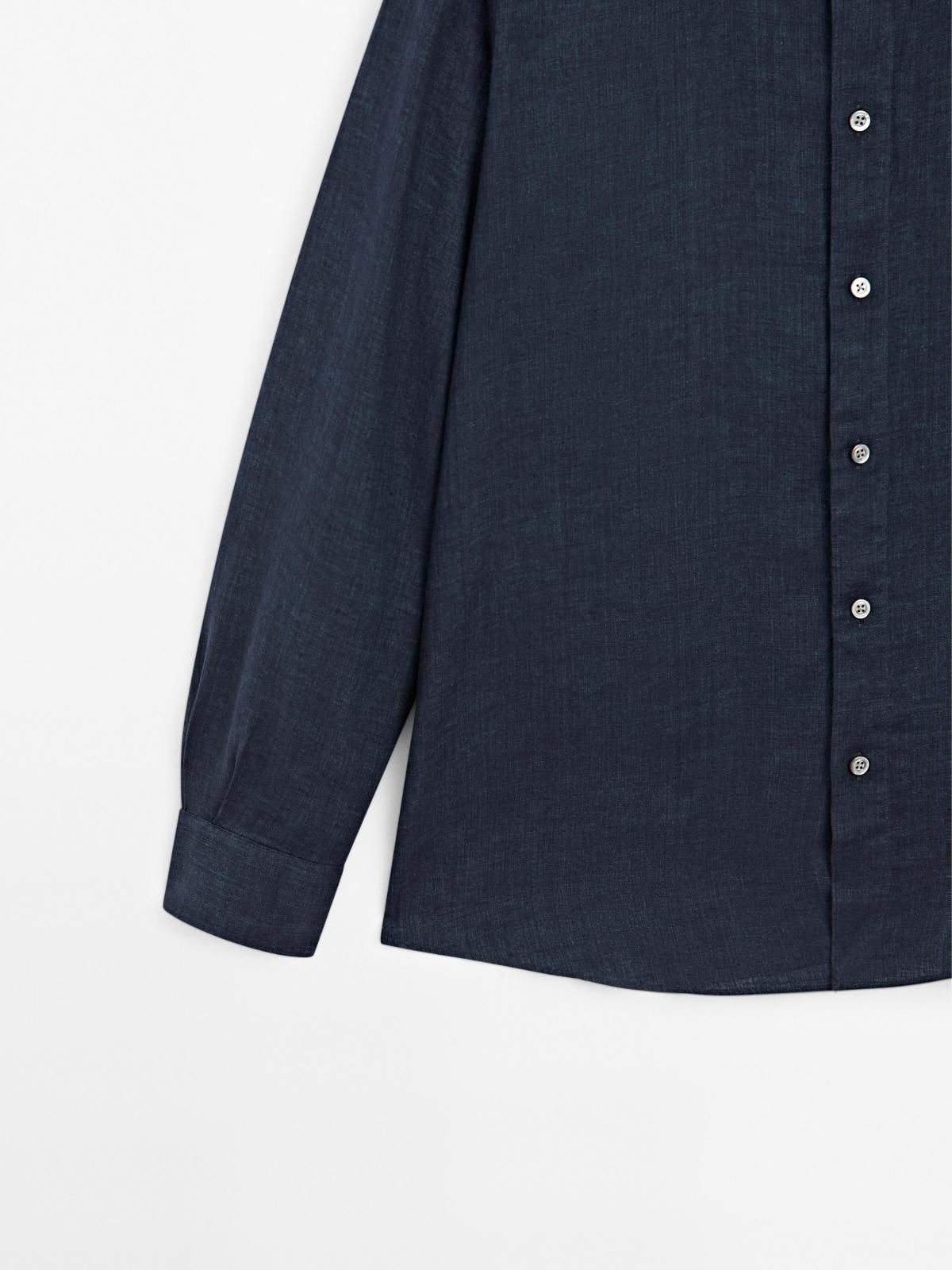 마시모두띠 슬림핏 100 리넨 긴팔 셔츠 0179/725 NAVY BLUE - 상세 이미지 3